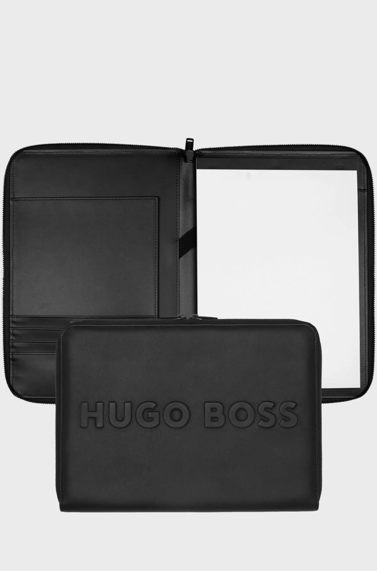 HUGO BOSS A4-konferencemappe I Imiteret Læder Med 3D-logo Sort Cheap