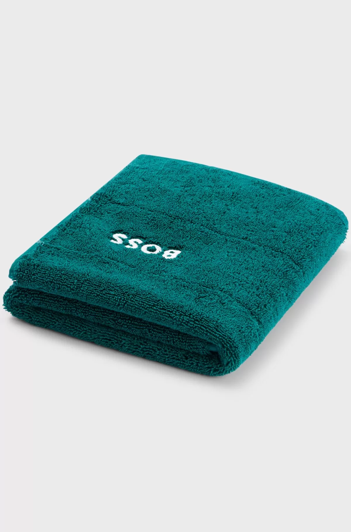 HUGO BOSS Bademåtte I Bomuld Med Broderet Logo I Kontrastfarve Mørkegrøn Sale