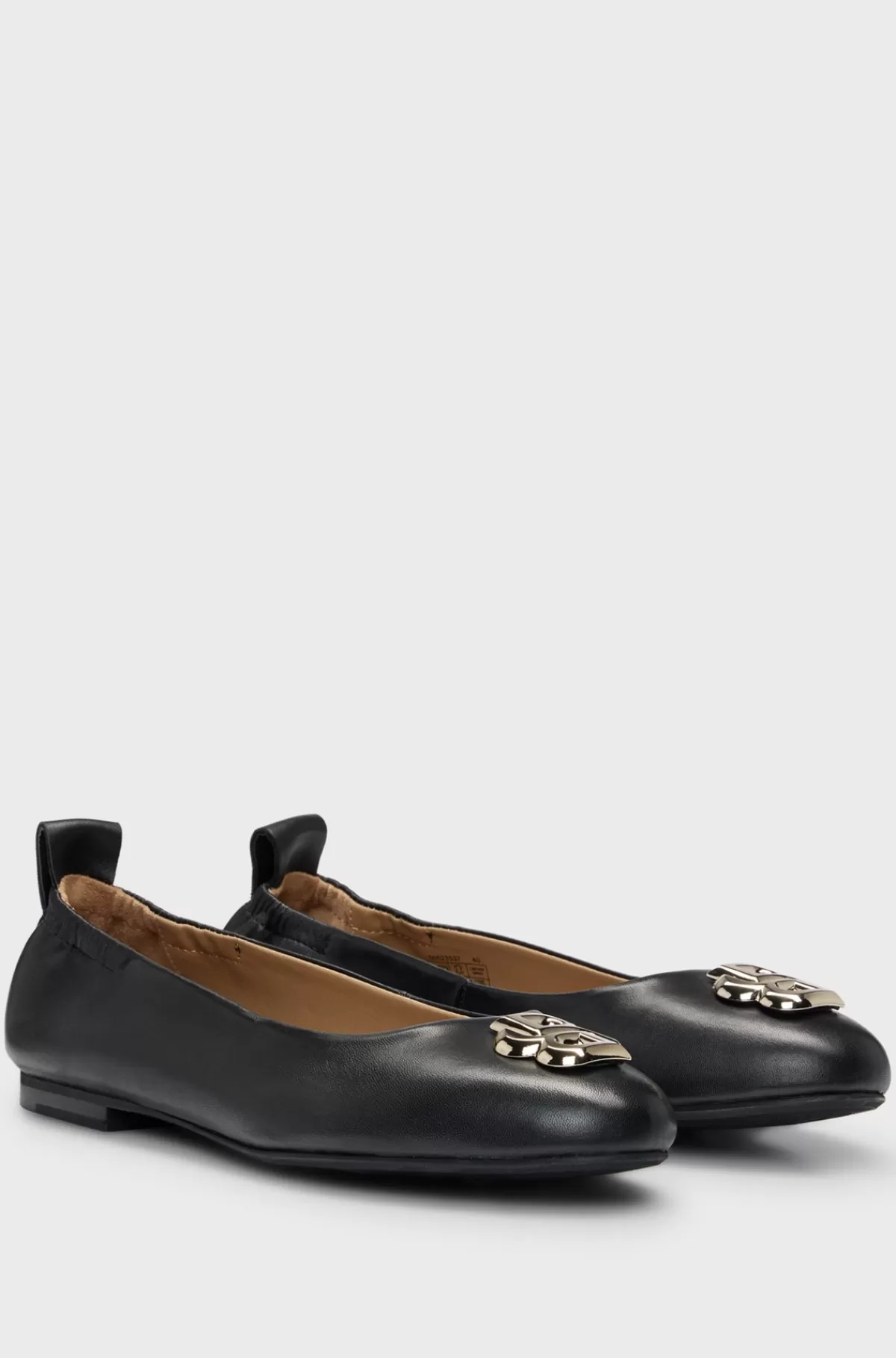 HUGO BOSS Ballerinapumps I Nappalæder Med Dobbelt B-monogram Sort Cheap