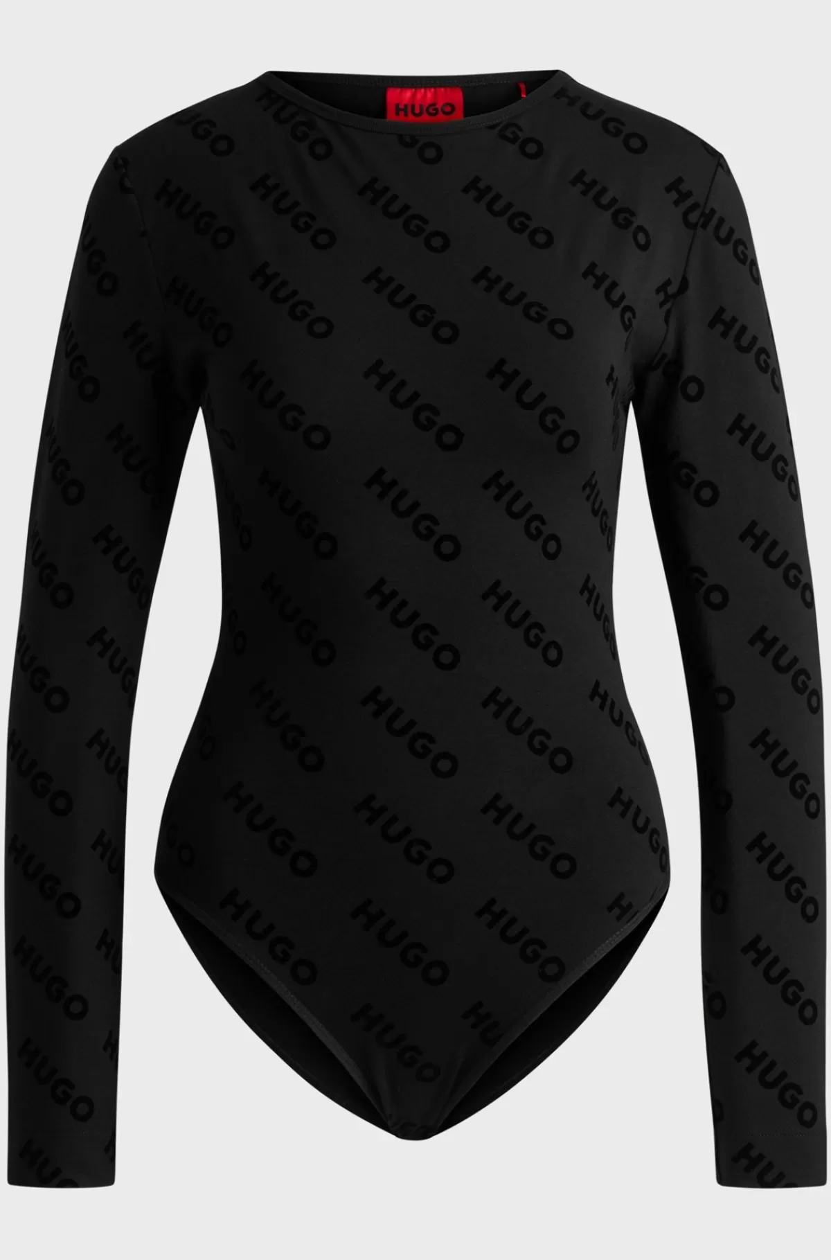 HUGO BOSS Bodysuit I Jersey Med Stræk Og Logo Med Velouragtig Overflade Sort Store