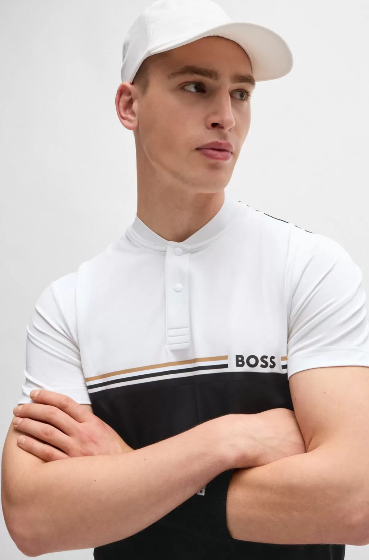 HUGO BOSS BOSS X Matteo Berrettini-poloshirt Med Slim Fit Og UV-beskyttelse Hvid/sort Cheap