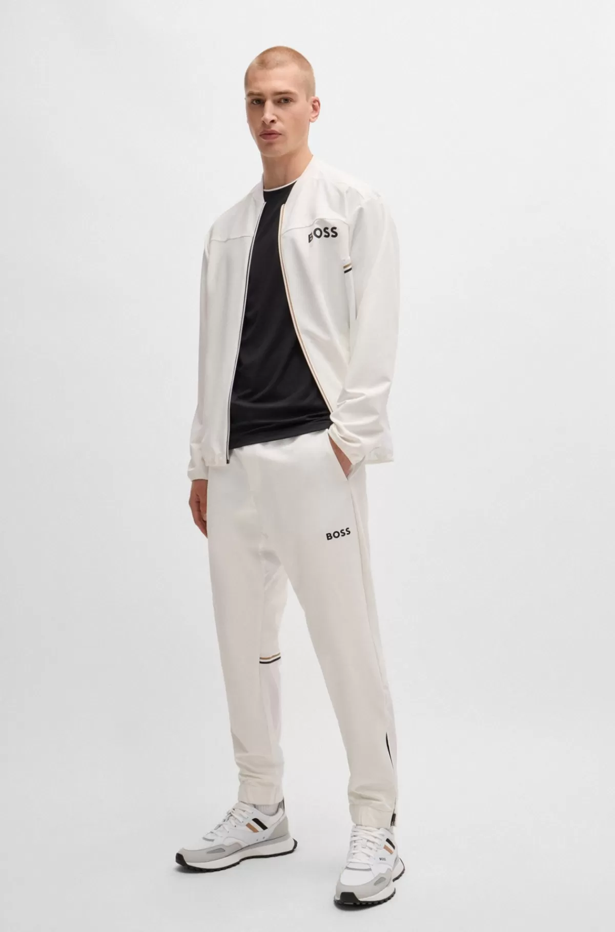 HUGO BOSS BOSS X Matteo Berrettini-T-shirt I Jersey Med Stræk Og Signaturdetaljer Sort Store