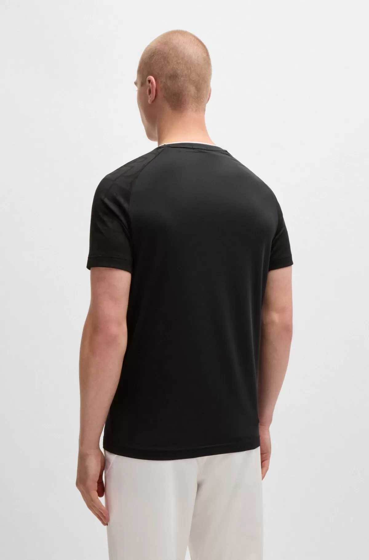 HUGO BOSS BOSS X Matteo Berrettini-T-shirt I Jersey Med Stræk Og Signaturdetaljer Sort Store