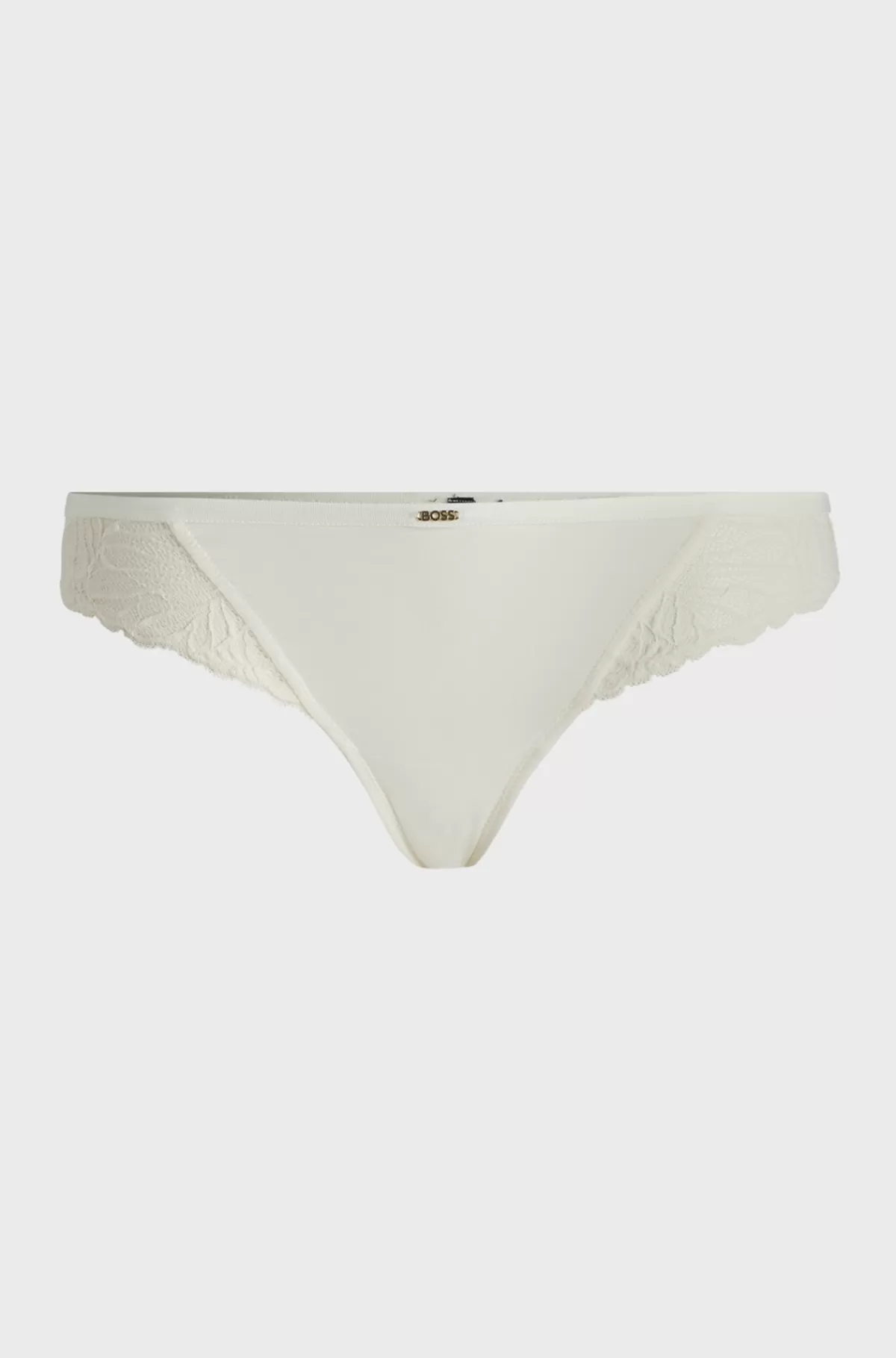 HUGO BOSS Brasilianske Trusser Med Blonder Med Stræk Og Logo Hvid Clearance