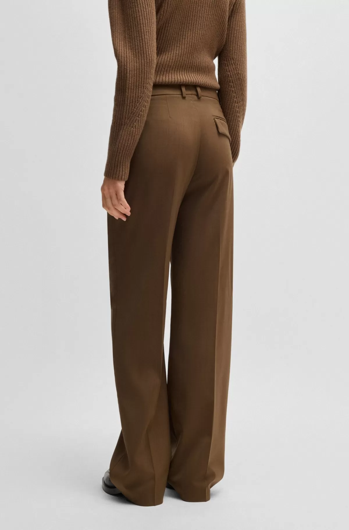 HUGO BOSS Bukser Med Lige Ben I Ny Uld Brun Fashion