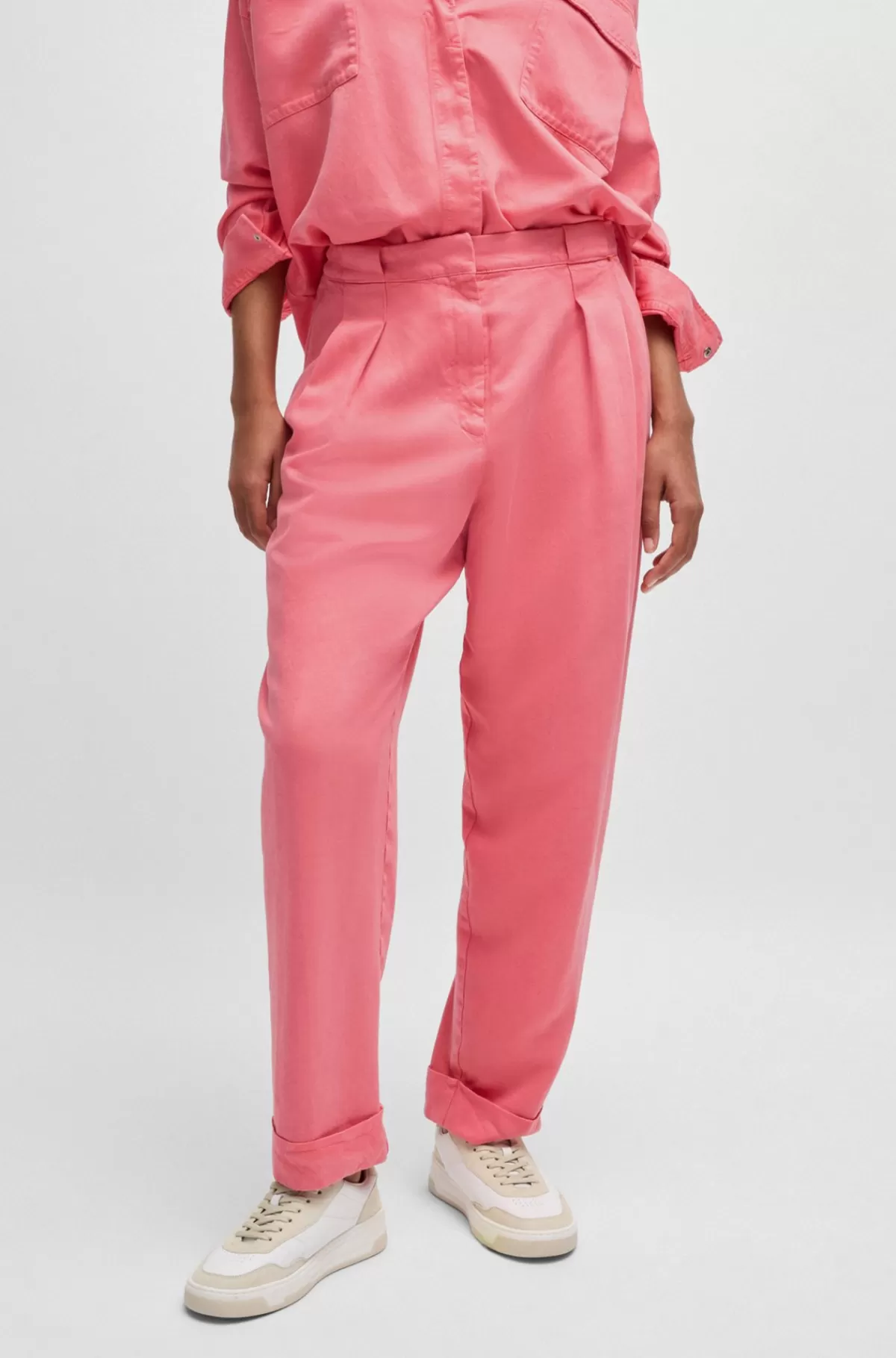 HUGO BOSS Bukser Med Regular Fit Og Tapered Ben Lys pink Cheap