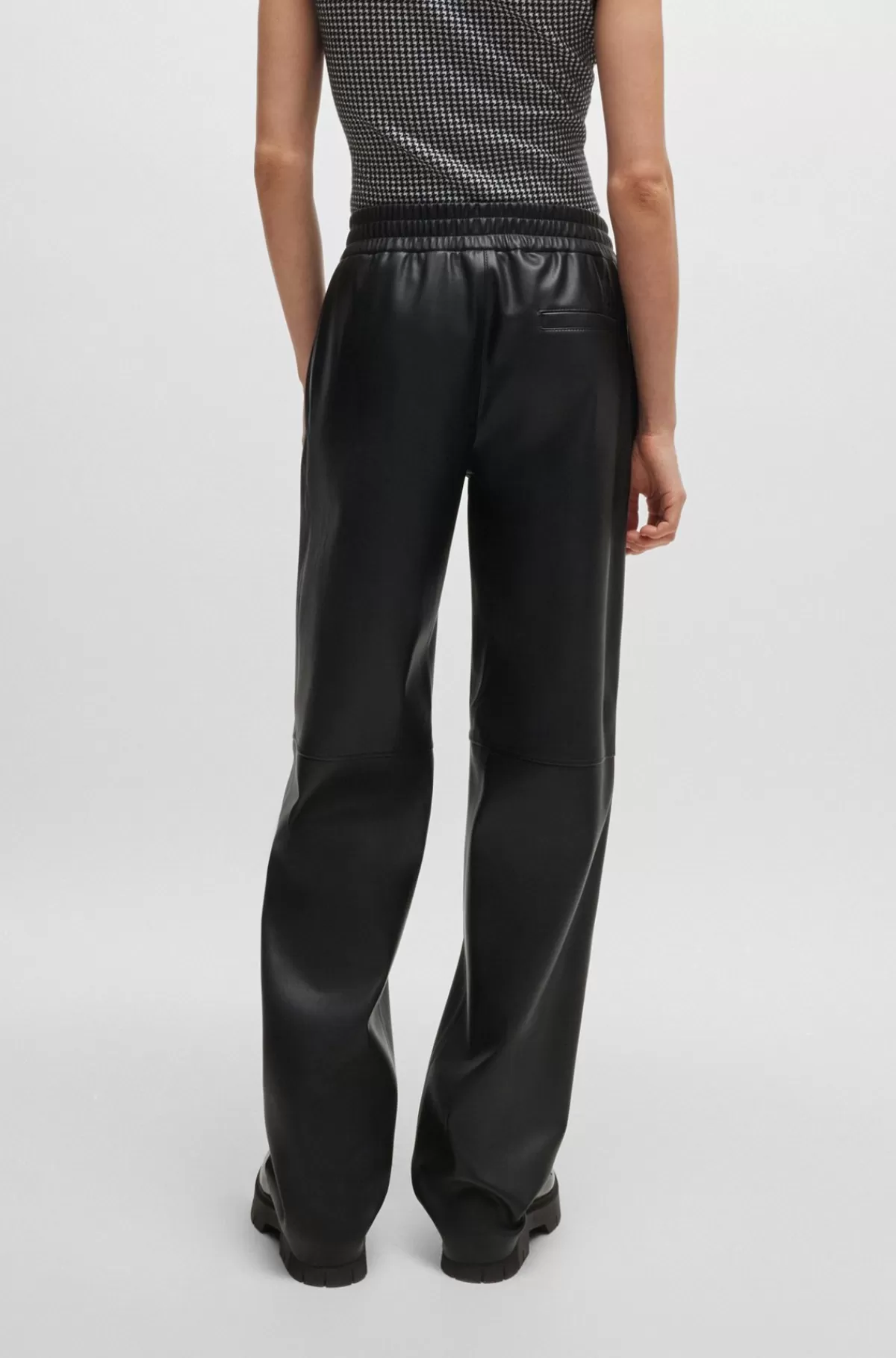 HUGO BOSS Bukser Med Relaxed Fit I Imiteret Læder Sort Discount