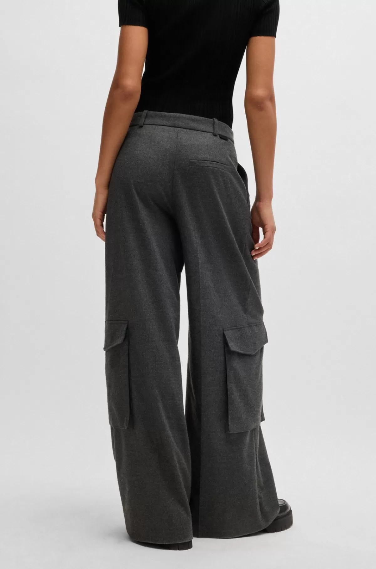 HUGO BOSS Bukser Med Relaxed Fit Og Cargolommer Mørkegrå Discount