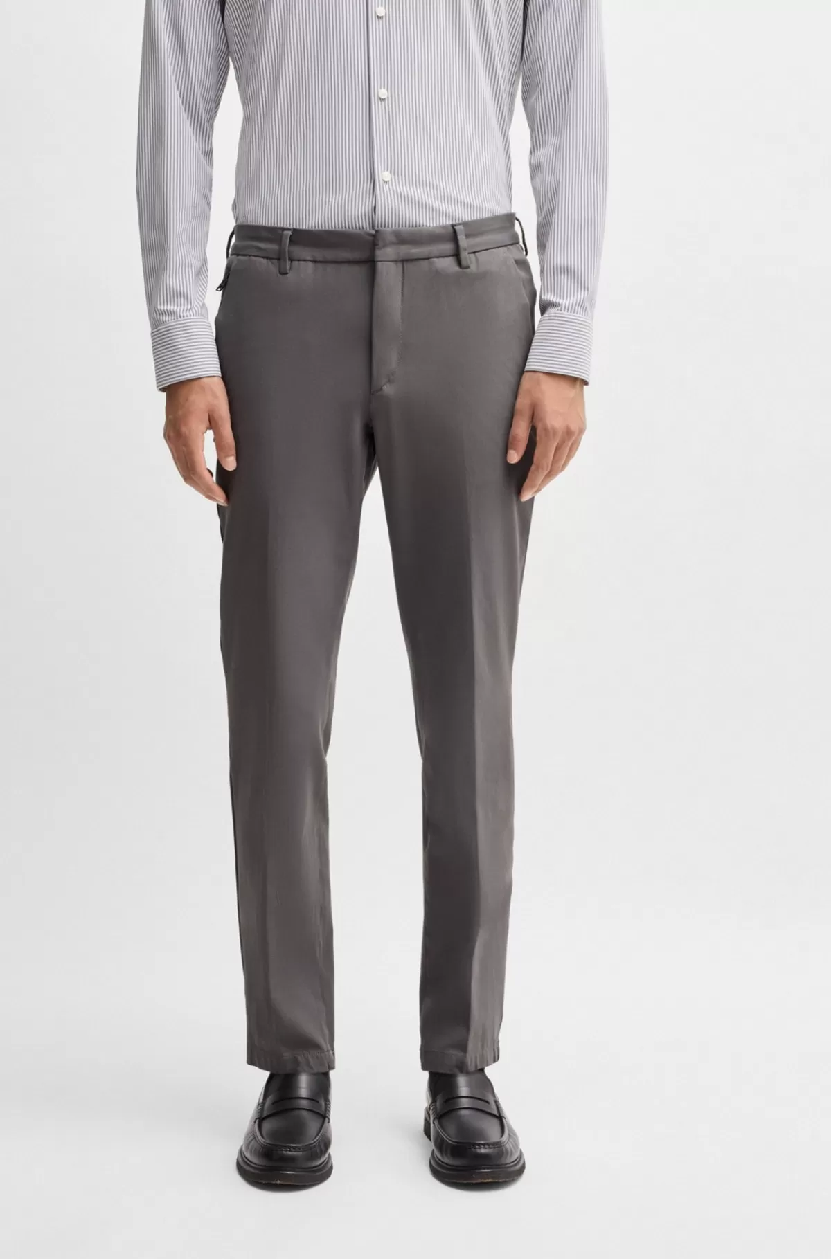 HUGO BOSS Bukser Med Slim Fit I Bomuldsblanding Med Stræk Mørkegrå Fashion
