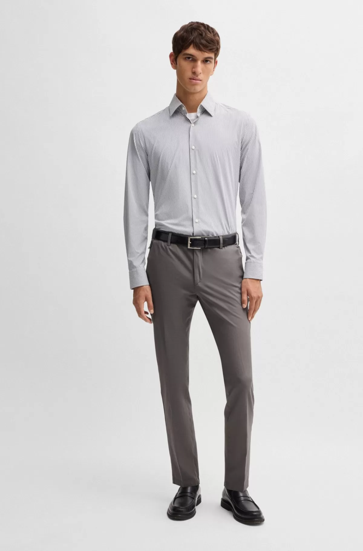 HUGO BOSS Bukser Med Slim Fit I Bomuldsblanding Med Stræk Mørkegrå Fashion