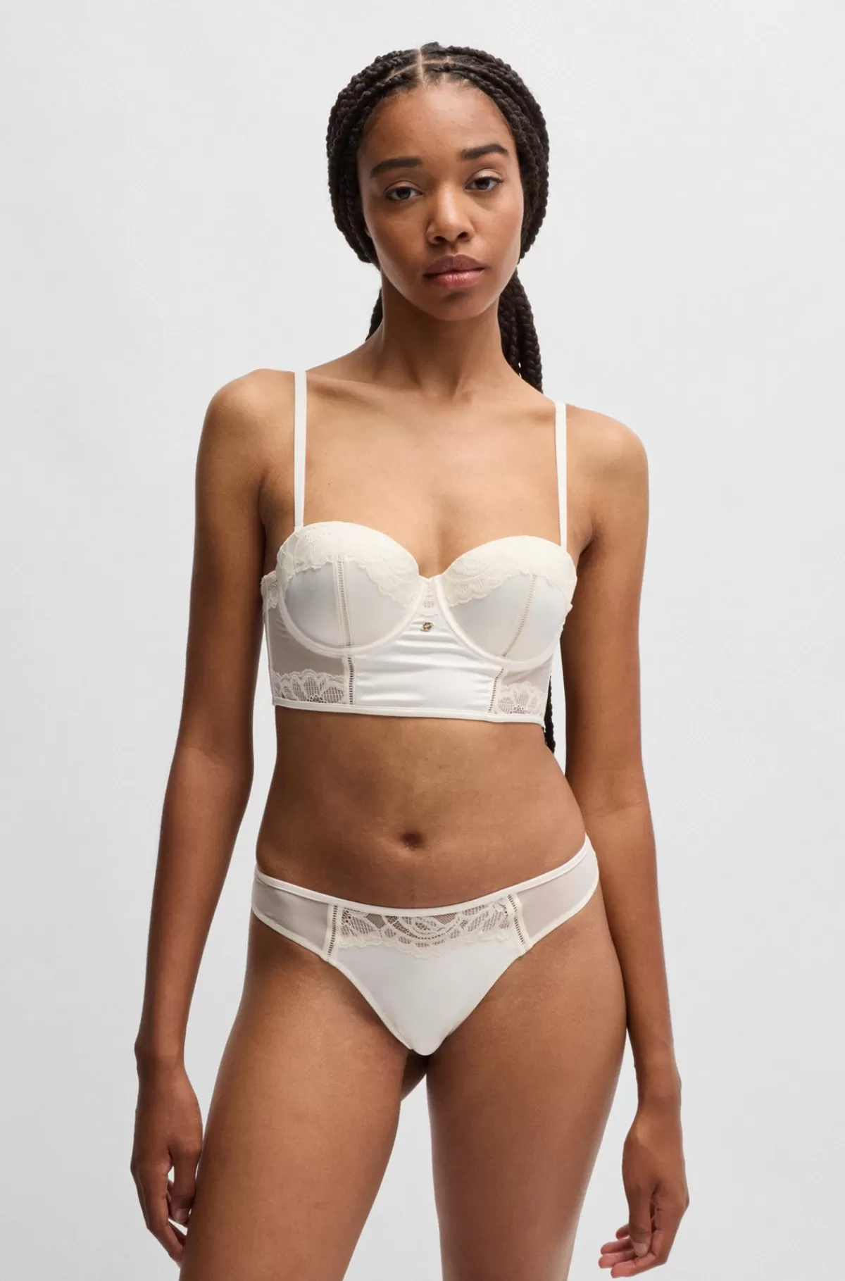 HUGO BOSS Bustier Med Bøjle Og Blondedetaljer Samt Dobbelt B-monogram Hvid Flash Sale