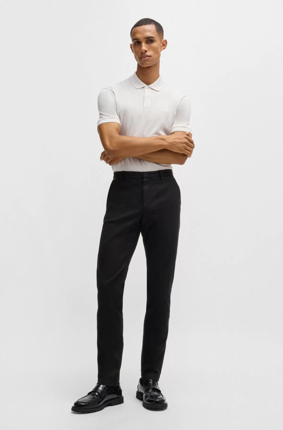 HUGO BOSS Chinos I Slank Pasform I Bomuldsblanding Med Stræk Sort Shop