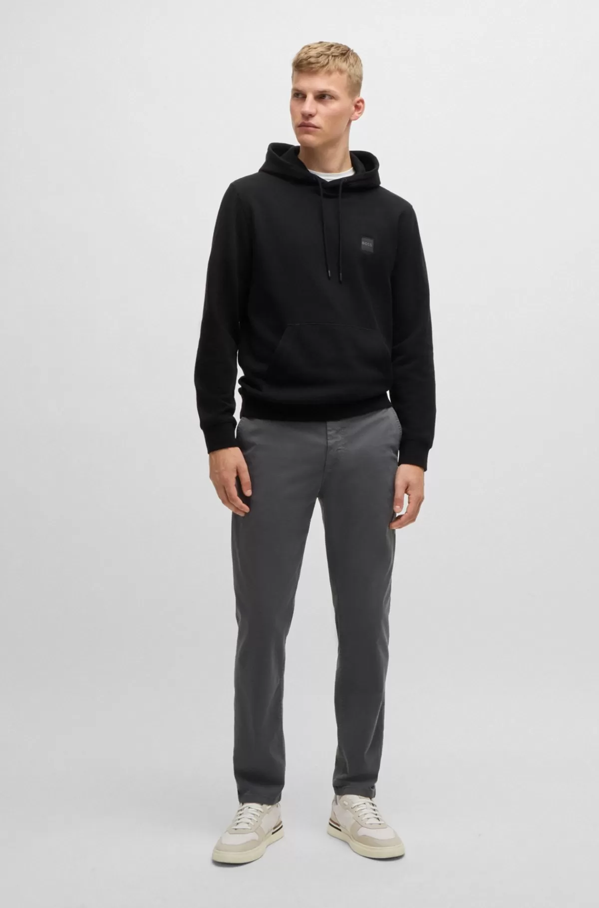 HUGO BOSS Chinos Med Tapered Fit I Bomuldssatin Med Stræk Mørkegrå Fashion