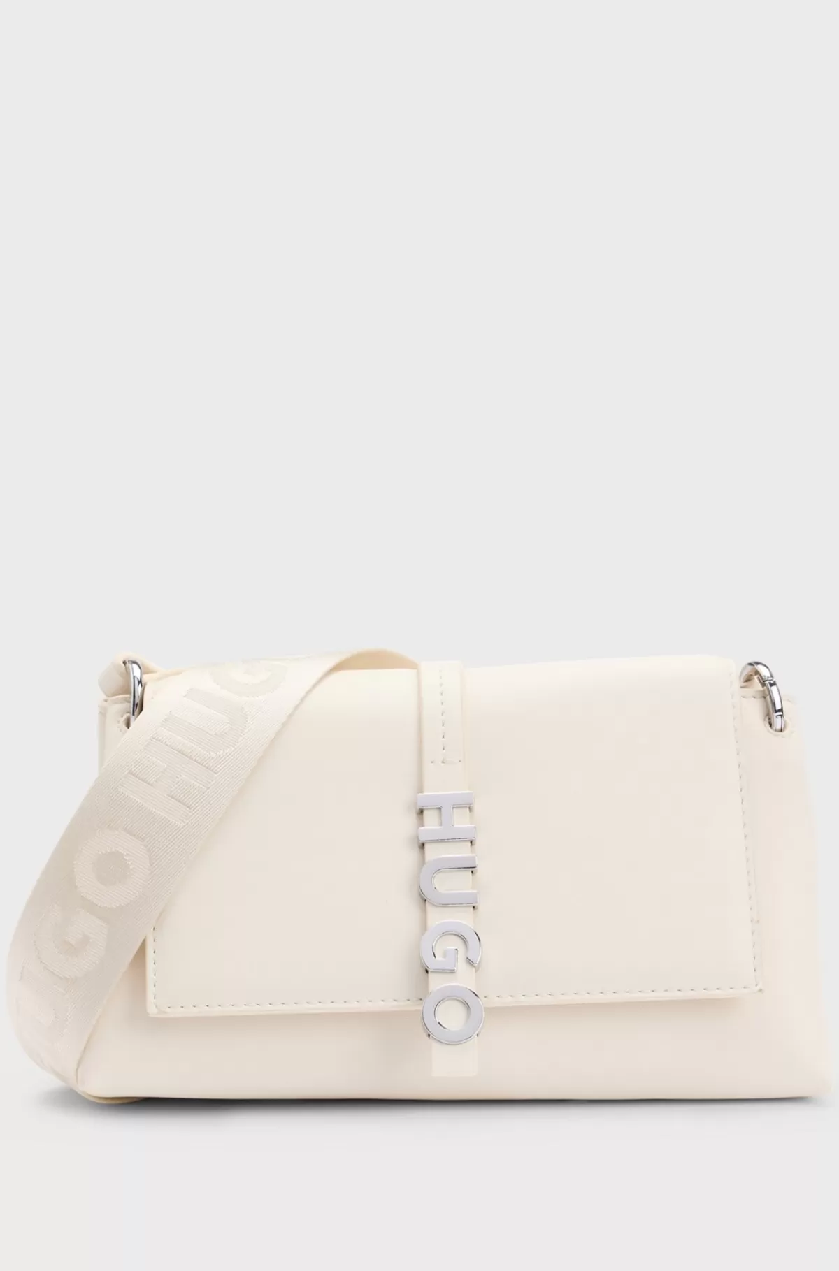 HUGO BOSS Crossbody-taske I Imiteret Læder Med Logodetalje På Lukningen Naturlig Best Sale