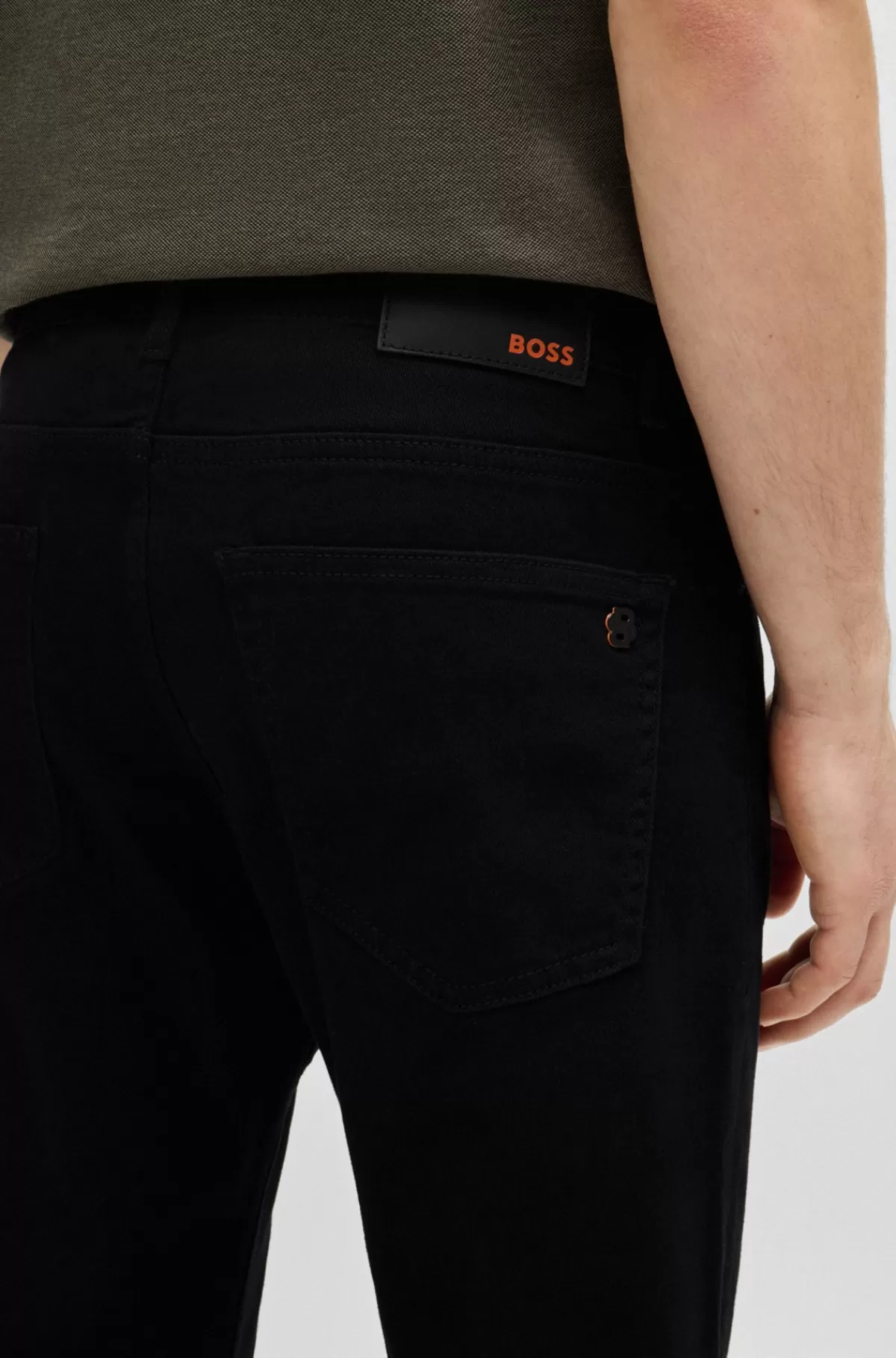 HUGO BOSS Delaware Jeans Med Slim Fit I Denim Med Behageligt Stræk Sort Sale