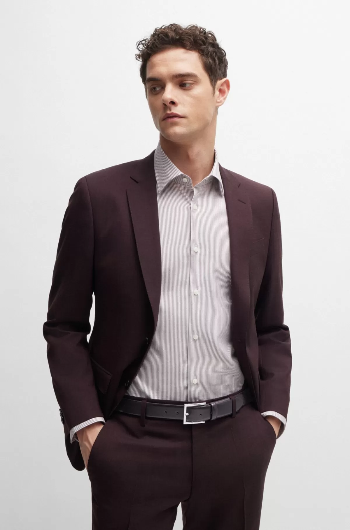HUGO BOSS Dressletic Læderbælte Med Skjult Elastik Mørkebrun Best Sale