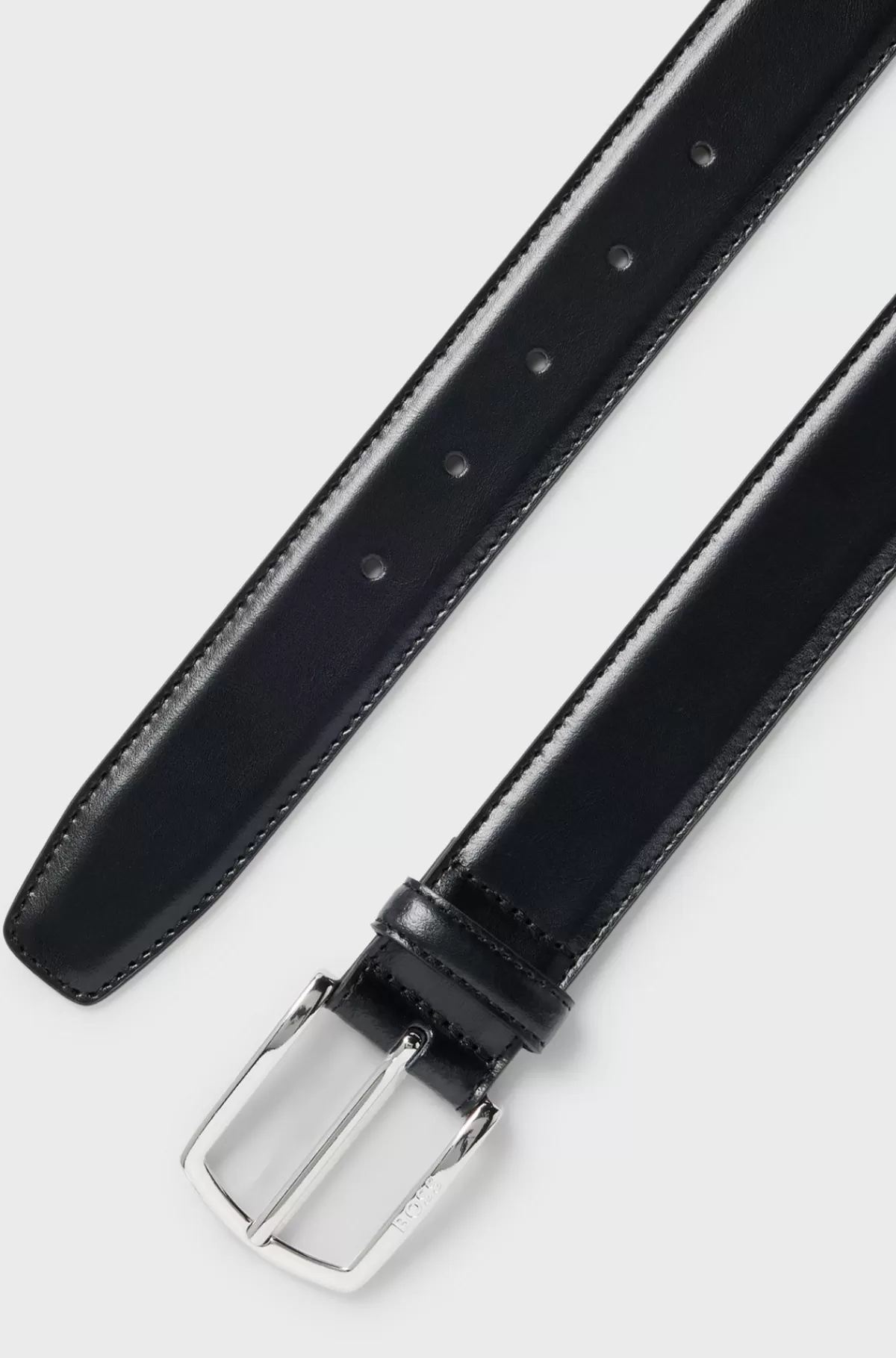 HUGO BOSS Elegant Italiensk Læderbælte Med Brandet Spænde Og Foring Sort Discount