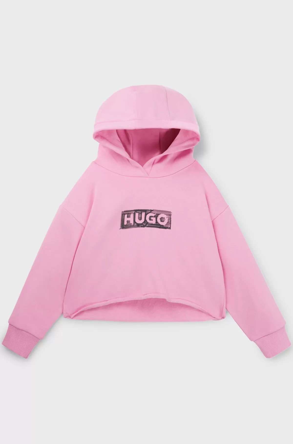 HUGO BOSS Fleecehættetrøje Med Logografik Til Børn Pink Clearance