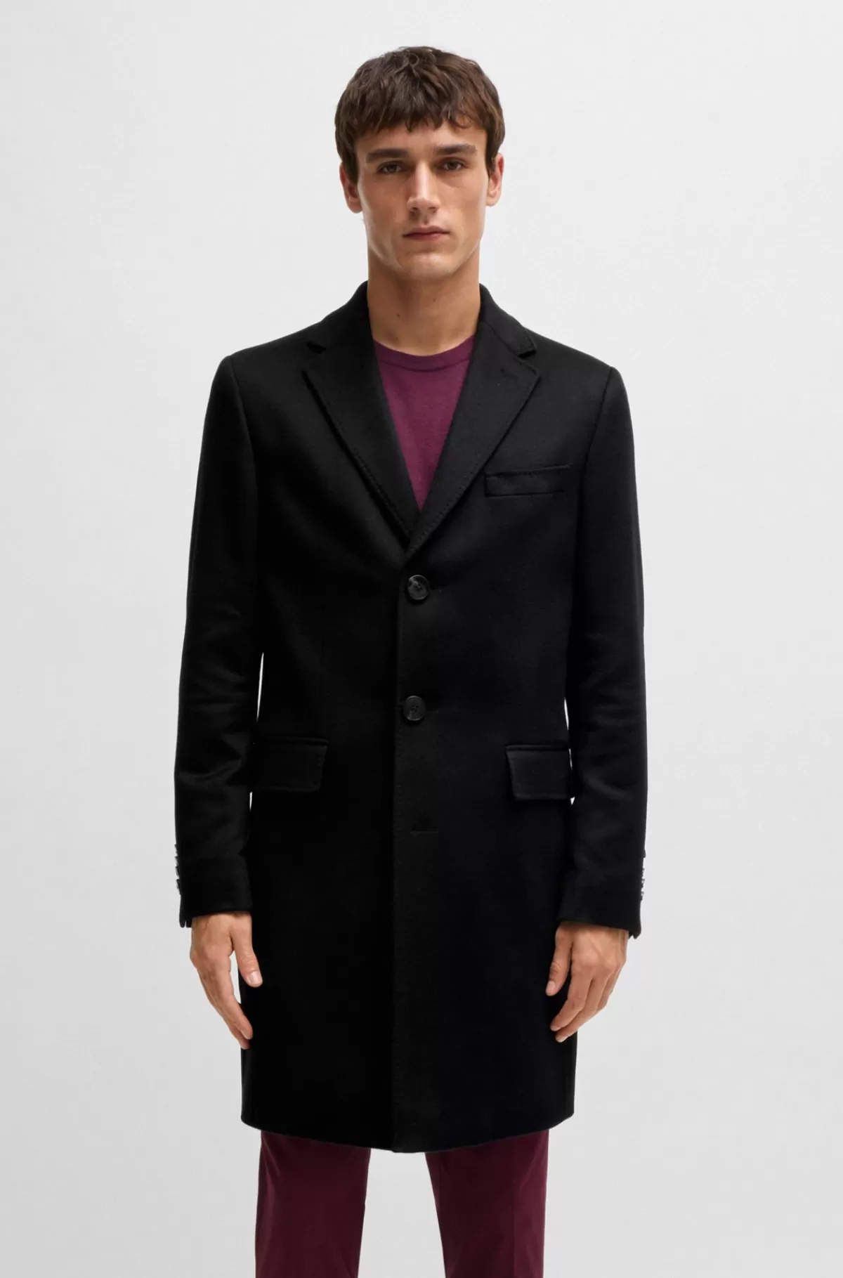 HUGO BOSS Frakke Med Slim Fit I Kashmir Sort Cheap