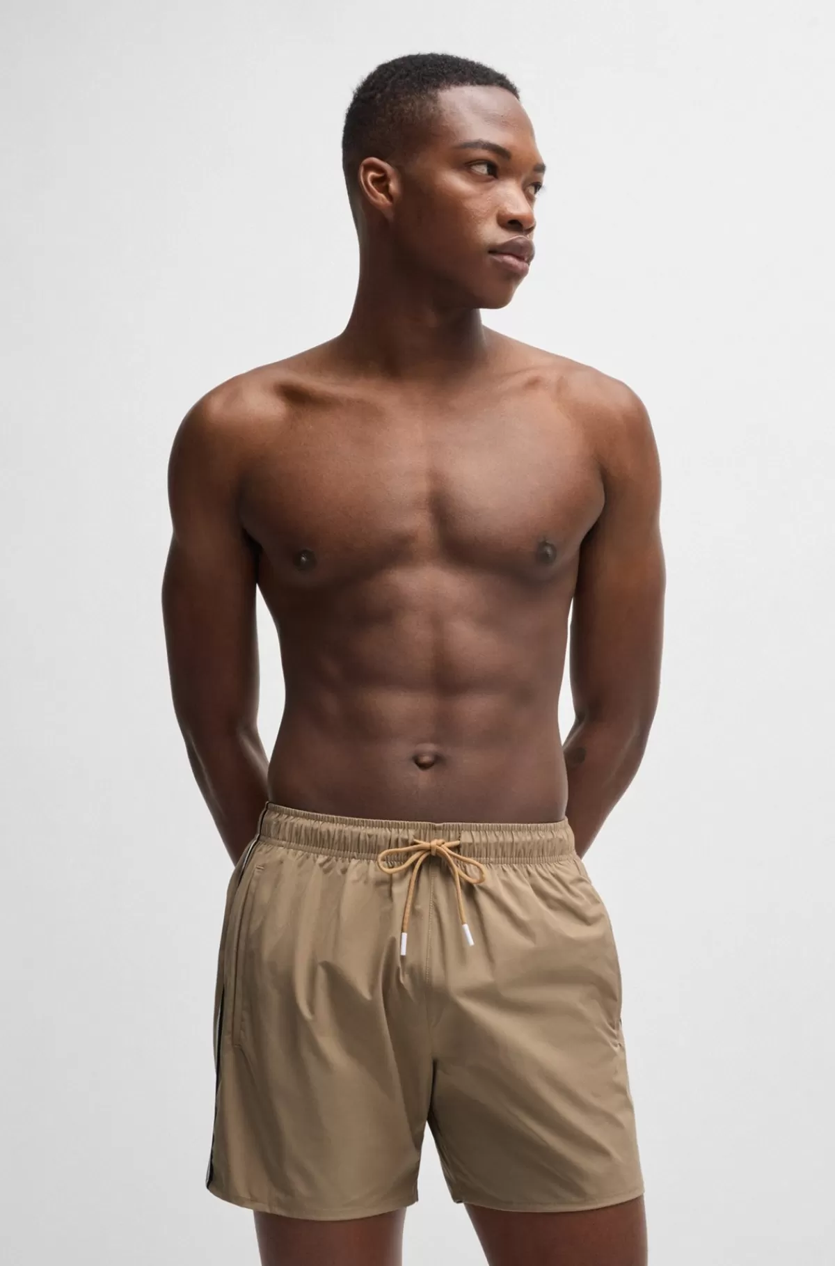 HUGO BOSS Fuldt Forede Badeshorts Med Signaturstribe Beige Fashion
