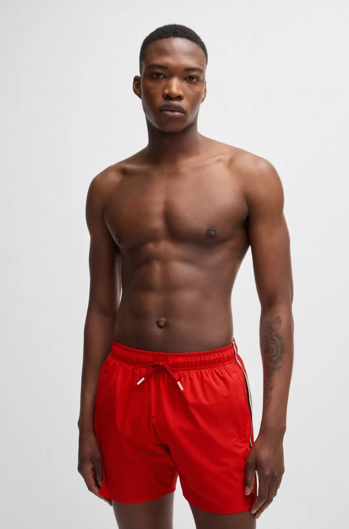 HUGO BOSS Fuldt Forede Badeshorts Med Signaturstribe Rød Fashion