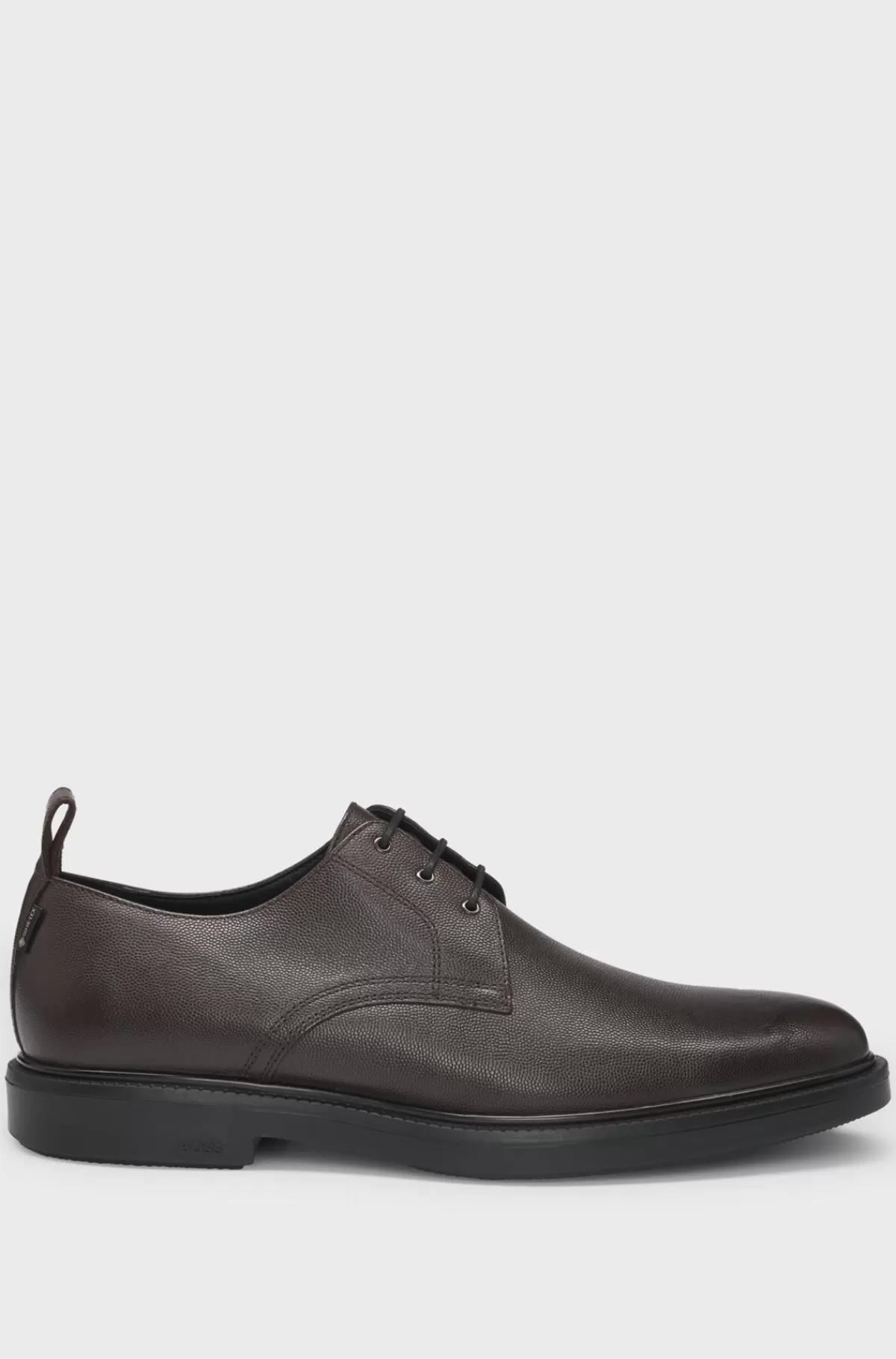 HUGO BOSS GORE-TEX Derby-sko I Printet Læder Med Snørehuller Af Metal Mørkebrun Clearance