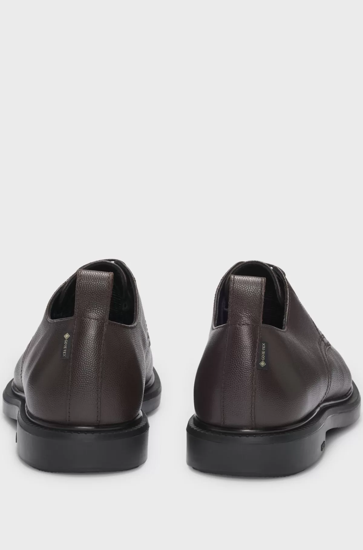 HUGO BOSS GORE-TEX Derby-sko I Printet Læder Med Snørehuller Af Metal Mørkebrun Clearance