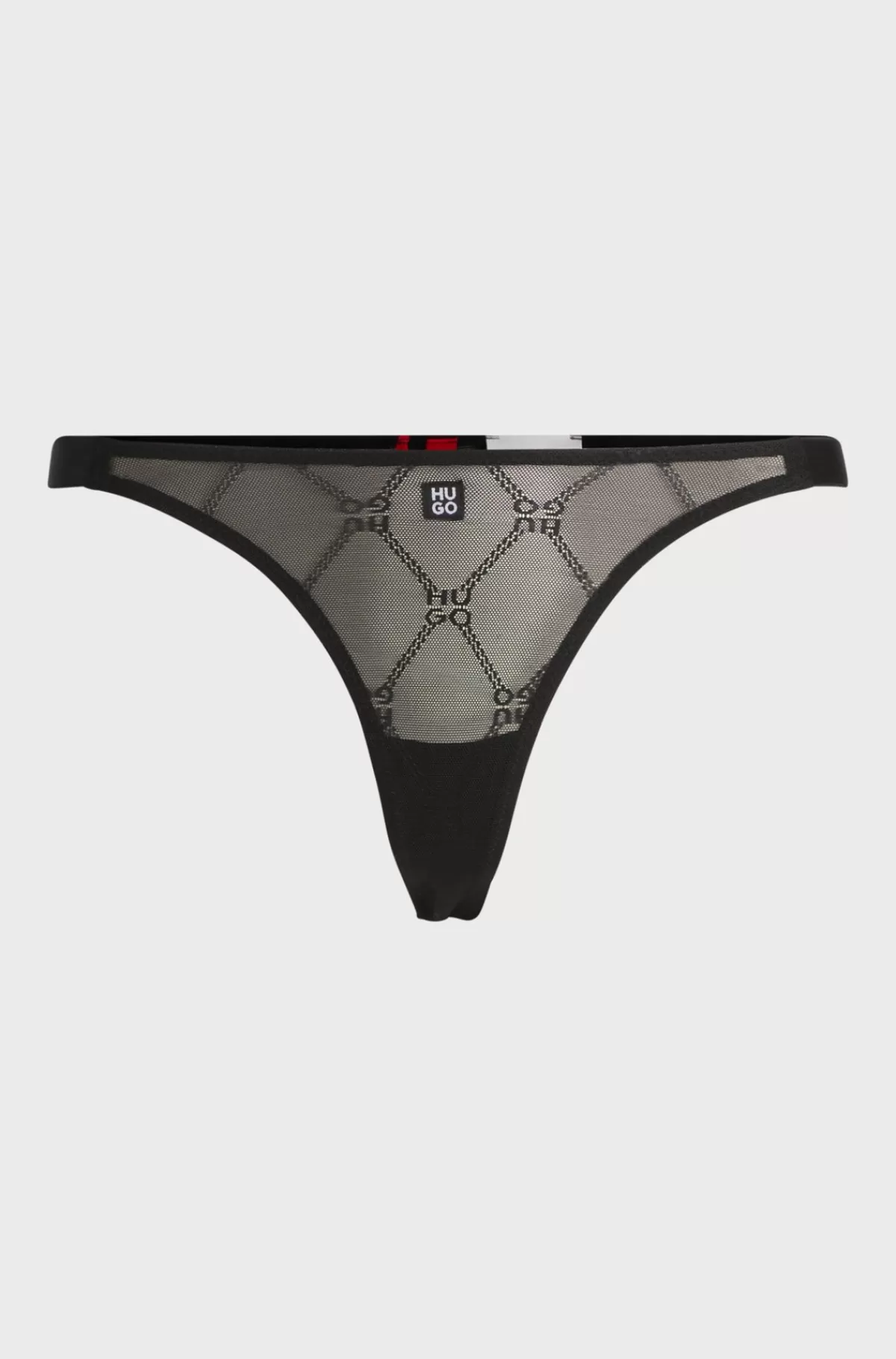 HUGO BOSS G-streng I Blonder Med Stablet Logo-kædemønster Sort Sale