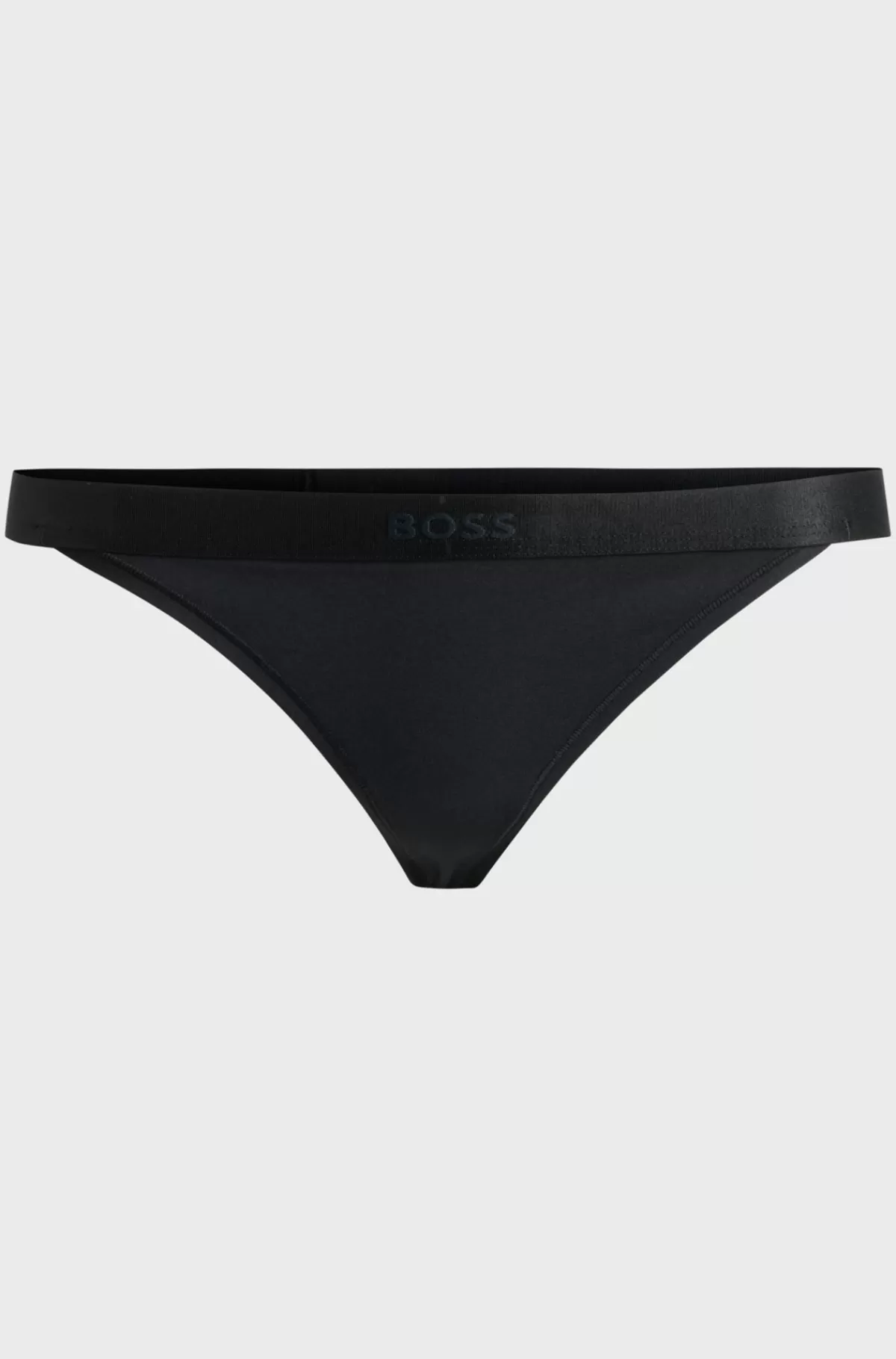 HUGO BOSS G-streng I Bomuldsblanding Med Logolinning Sort Fashion