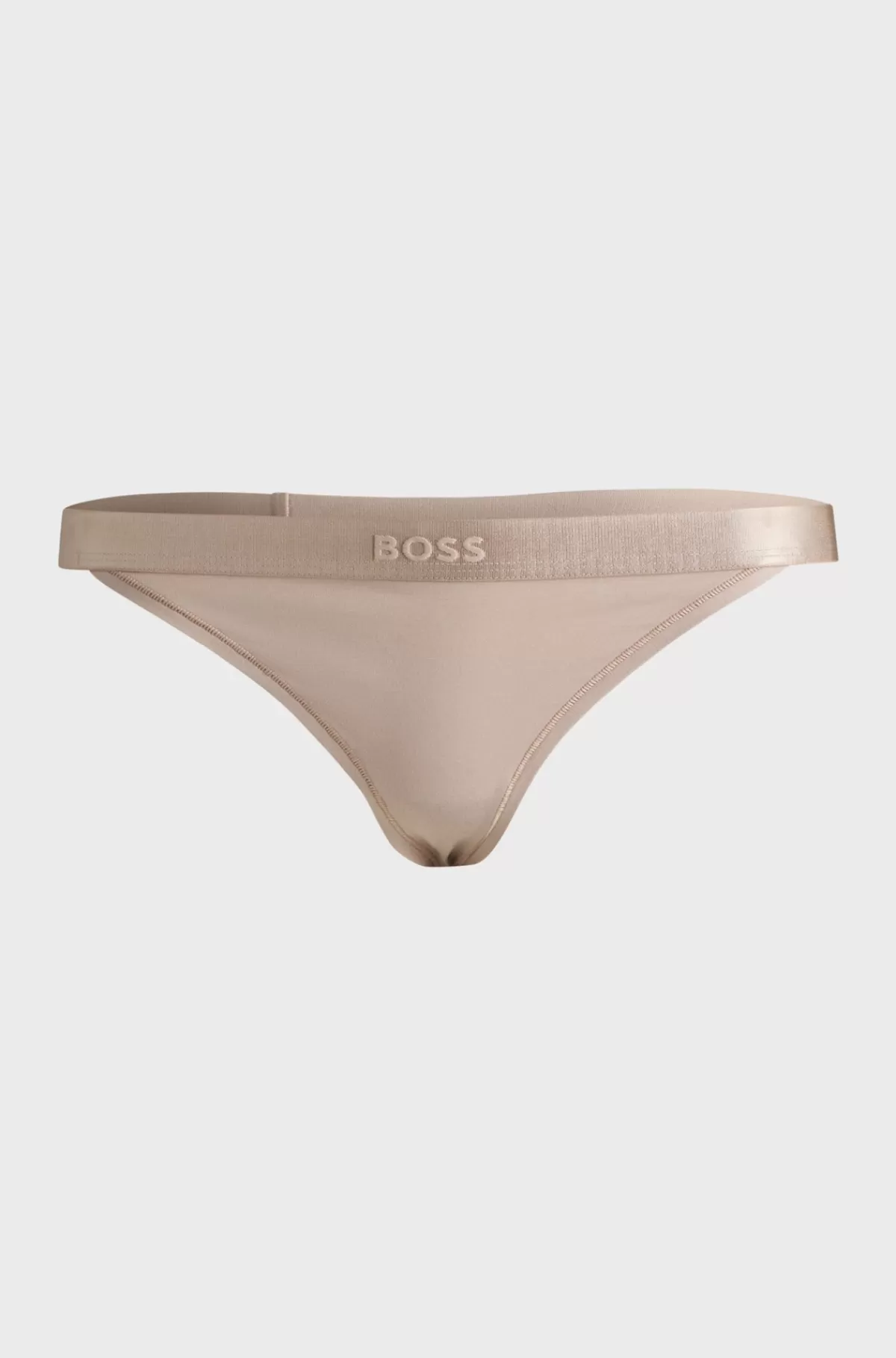 HUGO BOSS G-streng I Bomuldsblanding Med Logolinning Lys beige Fashion