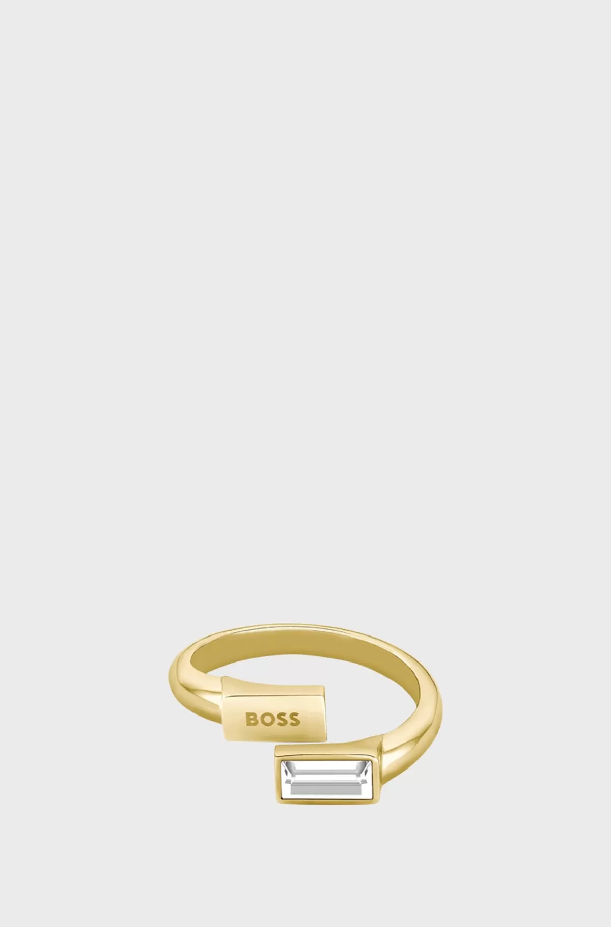 HUGO BOSS farvet Ring Med Aflang Krystal Og Logo Guld Best