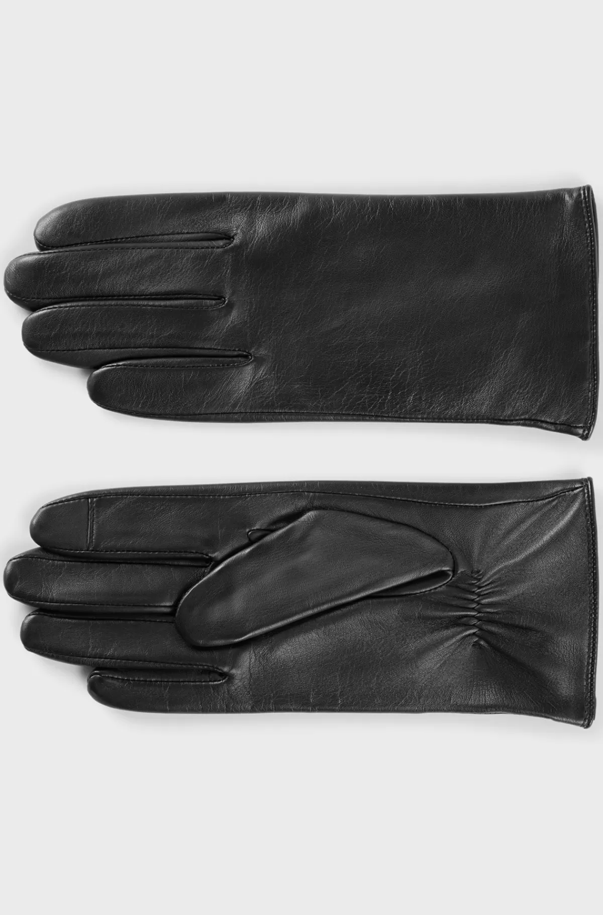 HUGO BOSS Helforede Læderhandsker Med Logonitte Sort Fashion
