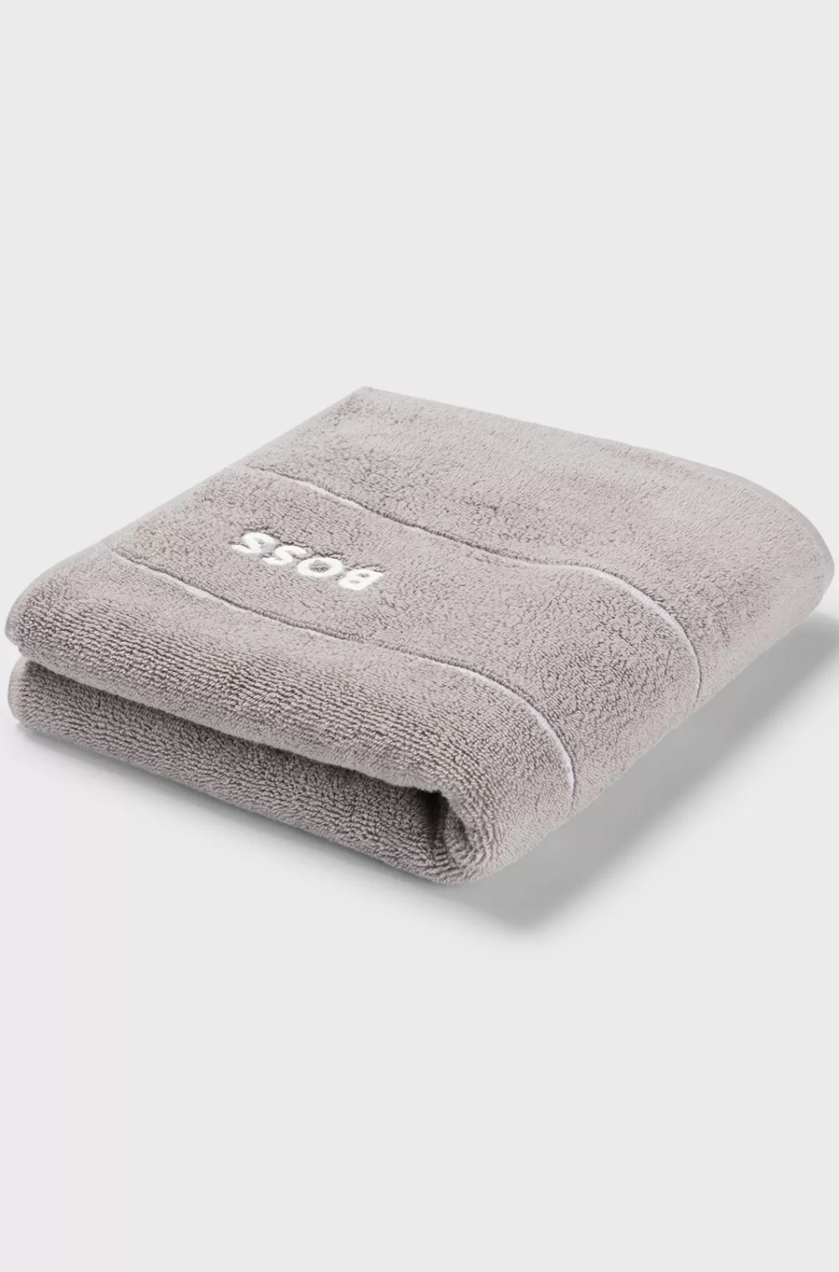 HUGO BOSS Håndklæde I Bomuld Med Broderet Hvidt Logo Grå Outlet