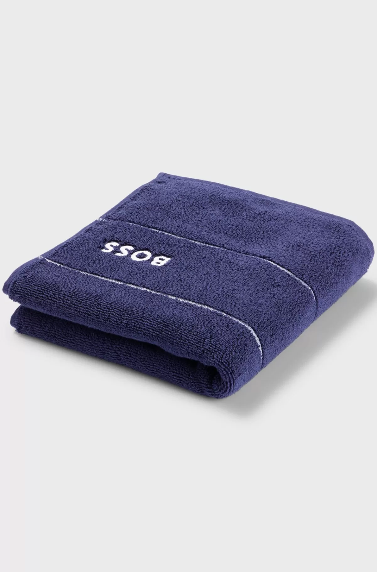 HUGO BOSS Håndklæde I Bomuld Med Broderet Hvidt Logo Mørkeblå Online