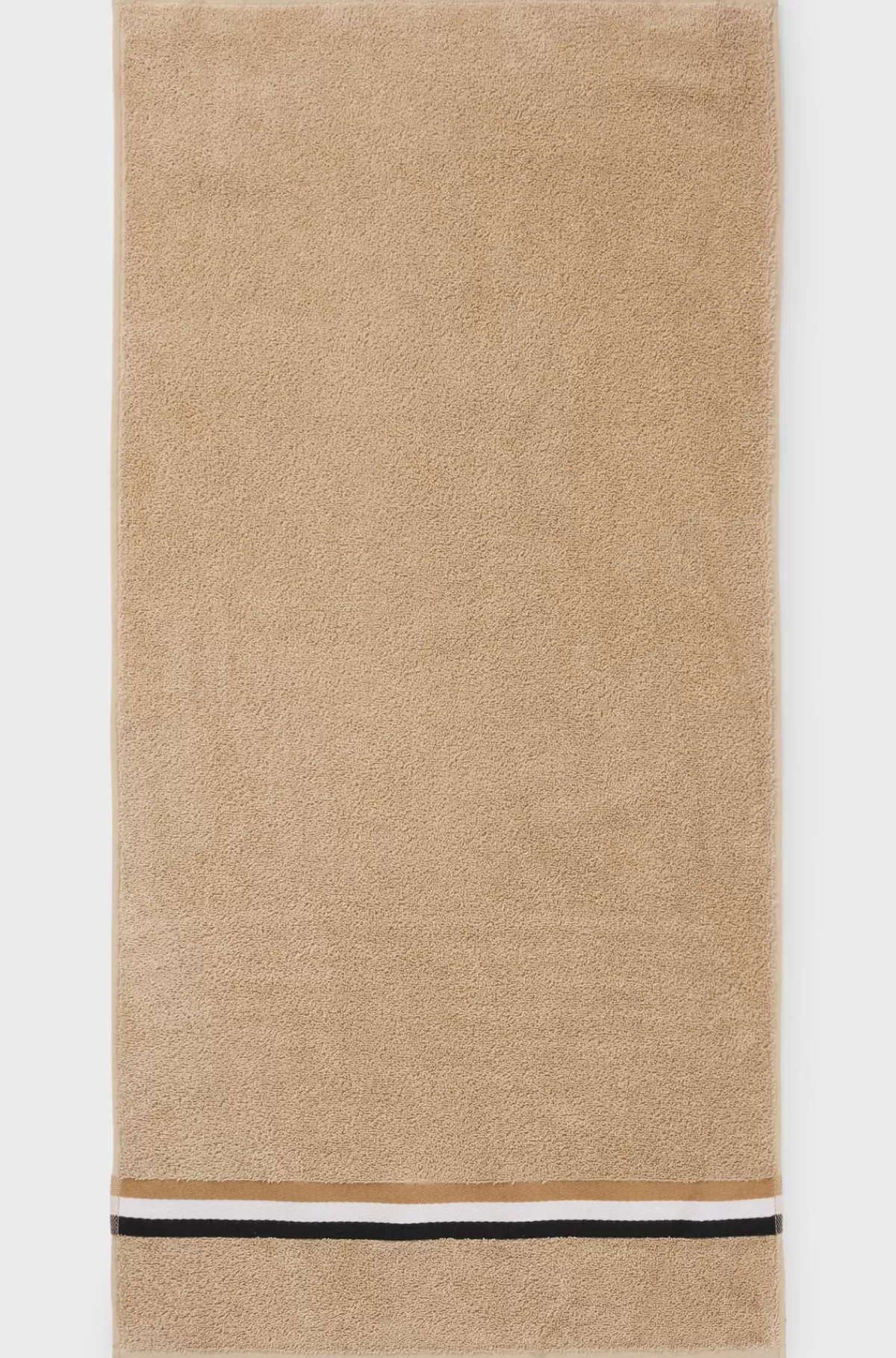 HUGO BOSS Håndklæde I Bomuld Med Signaturstribe Beige Best Sale