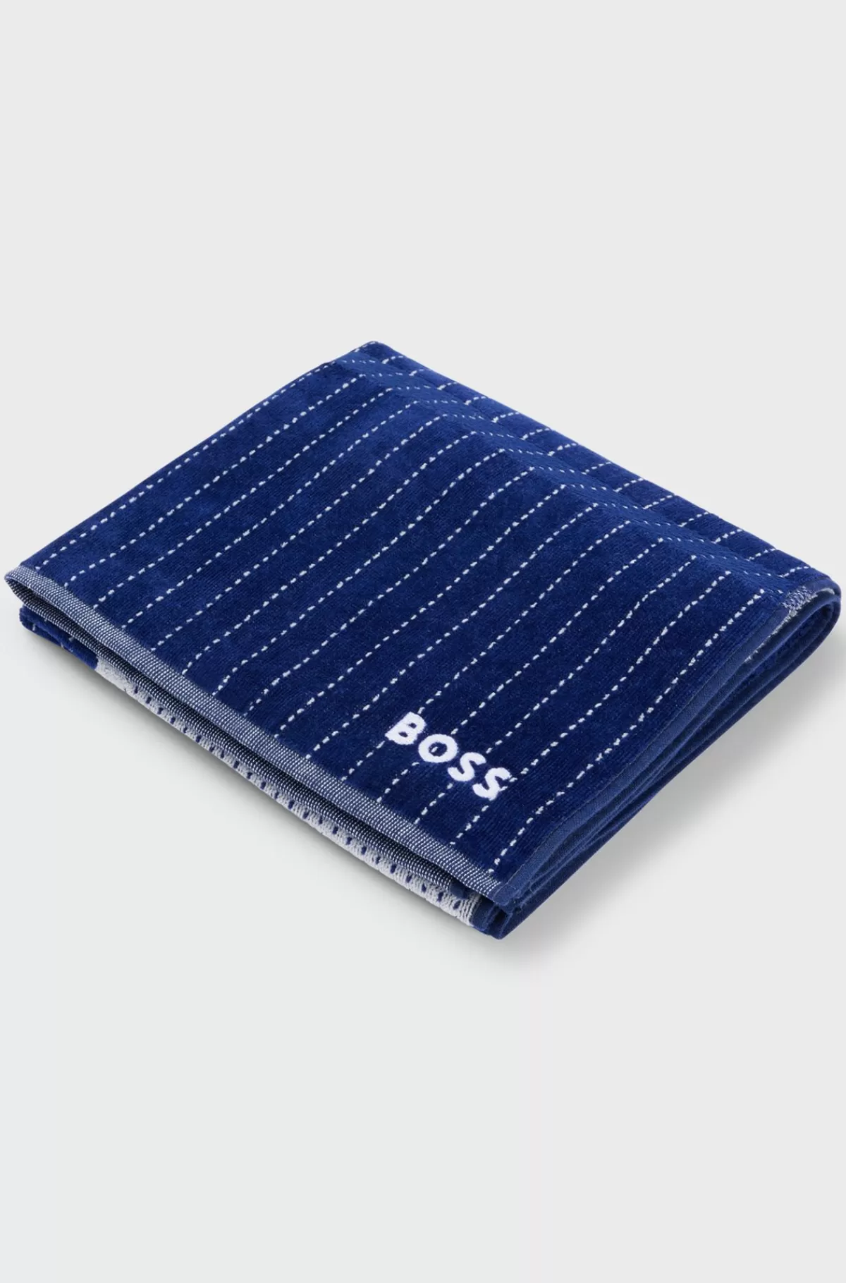 HUGO BOSS Håndklæde I Bomuldsfløjl Med Broderede Detaljer Mørkeblå Cheap