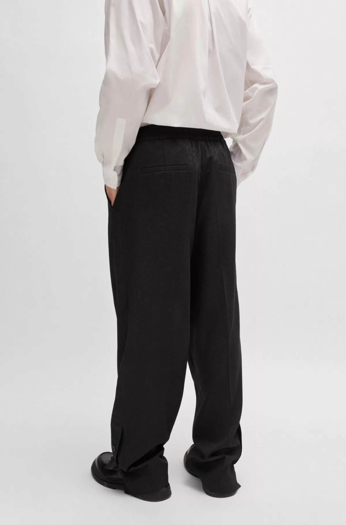 HUGO BOSS HUGO X Les Benjamins-bukser Med Modern Fit I Mønstret Jacquard Sort Cheap