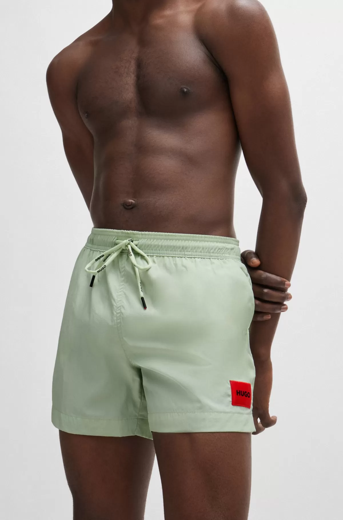 HUGO BOSS Hurtigtørrende Badeshorts Med Logomærkat Lysegrøn Discount