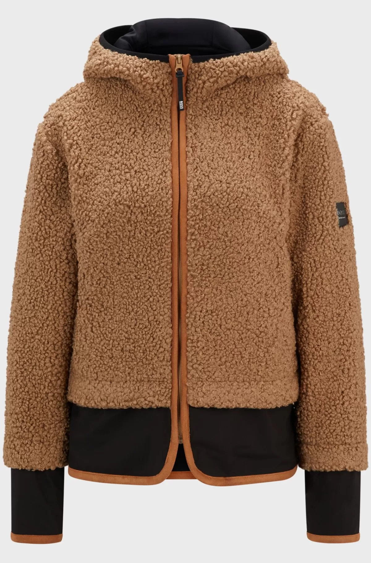 HUGO BOSS Hybridjakke Med Hætte Til Hestesport Med Blødt Teddystof Brun Cheap