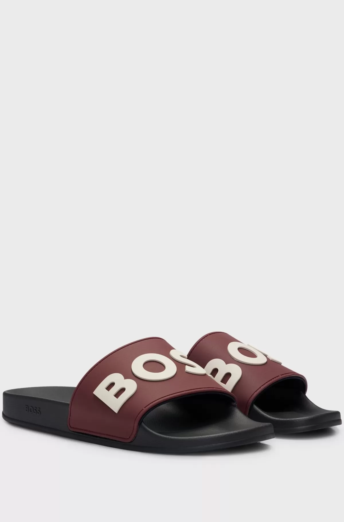 HUGO BOSS Italiensk Fremstillede Badesandaler Med Hævet Logo Mørkerød Best