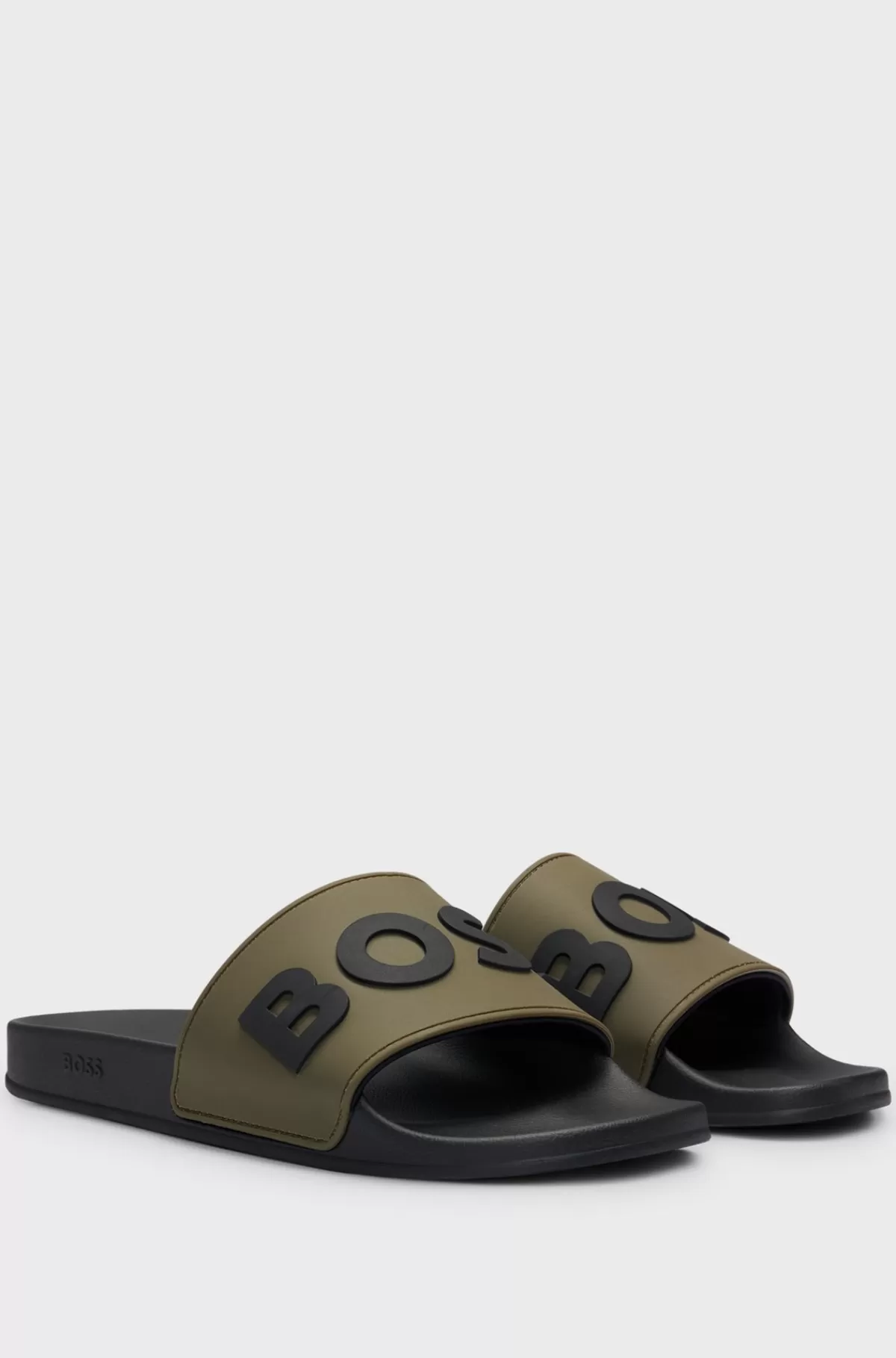 HUGO BOSS Italiensk Fremstillede Badesandaler Med Hævet Logo Lysegrøn Discount