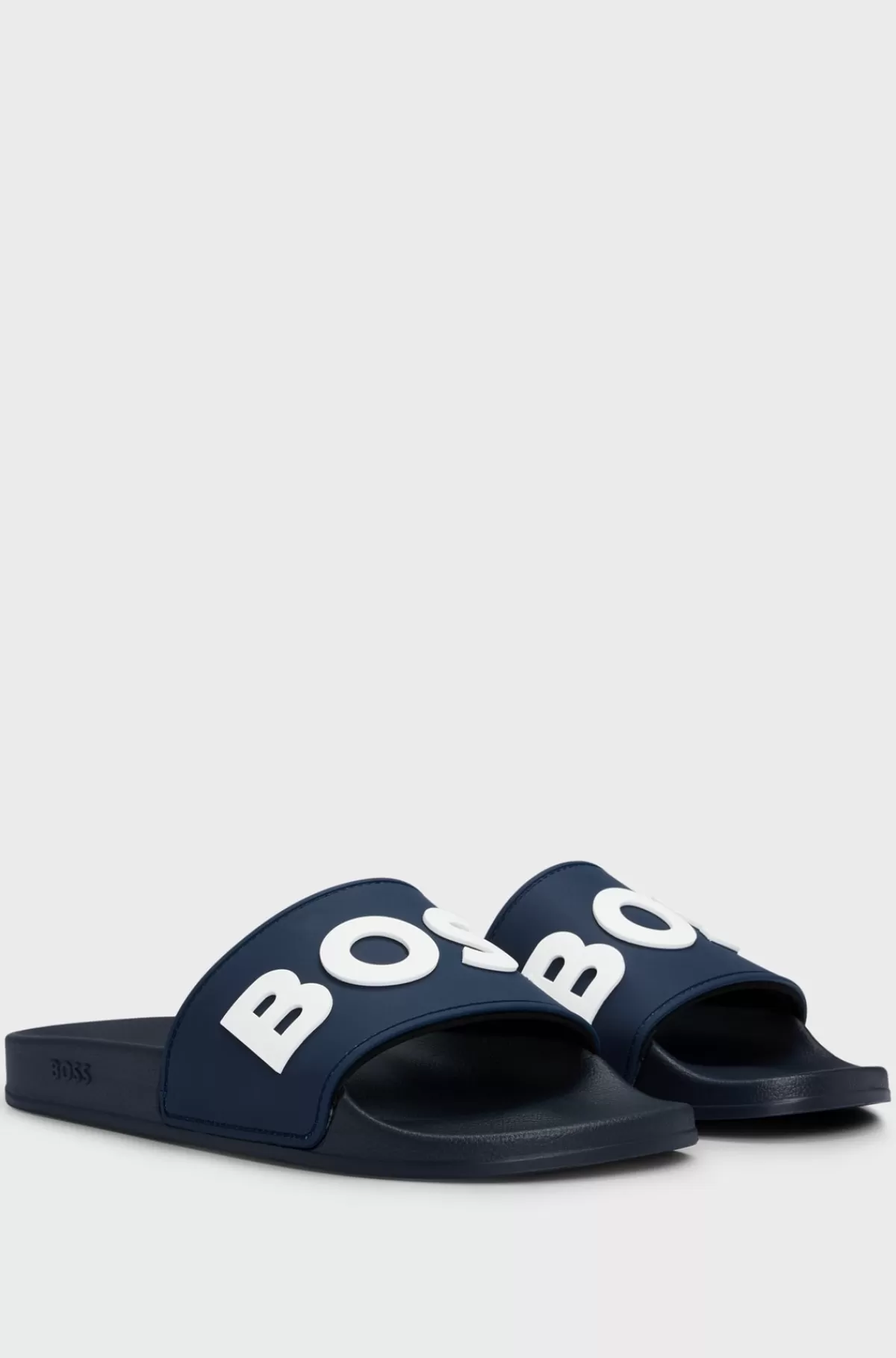 HUGO BOSS Italiensk Fremstillede Badesandaler Med Hævet Logo Mørkeblå Sale
