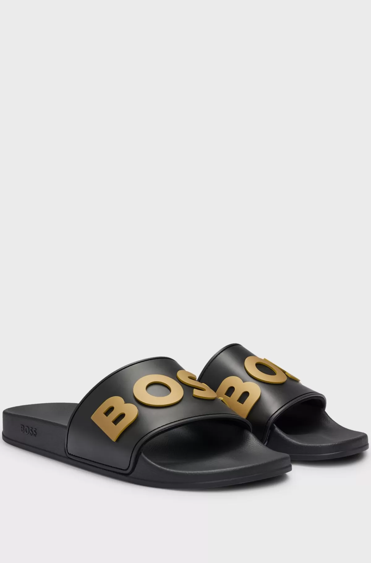 HUGO BOSS Italiensk Fremstillede Badesandaler Med Hævet Logo Sort Best Sale