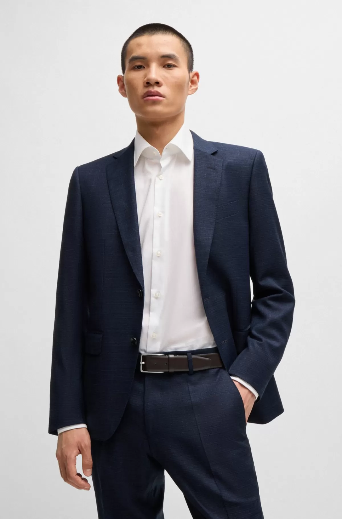 HUGO BOSS Italiensk Læderbælte Med Indgraveret Logo På Spændet Mørkebrun Store