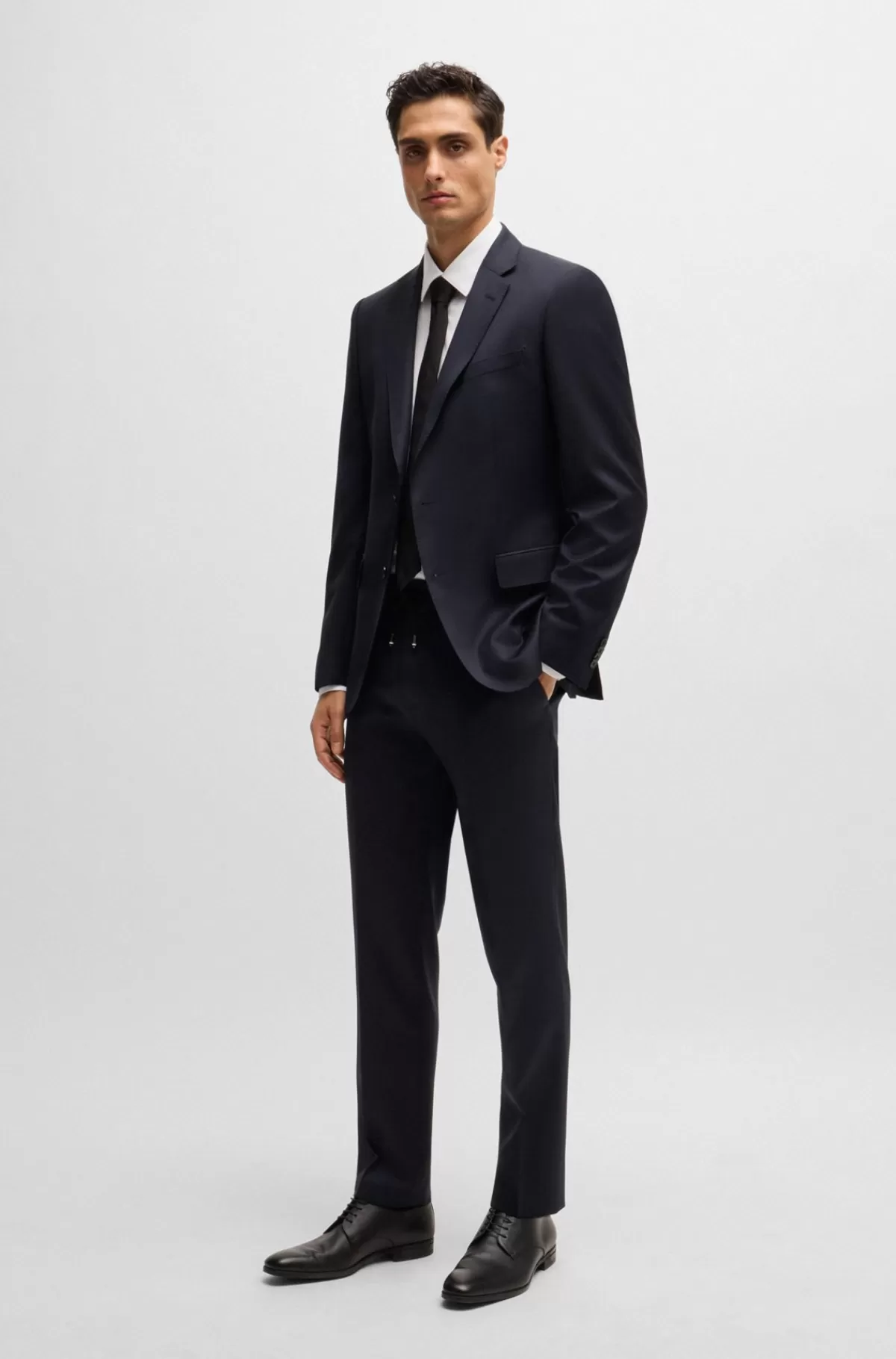 HUGO BOSS Jakke Med Slim Fit I Serge Af Ny Uld Mørkeblå Outlet