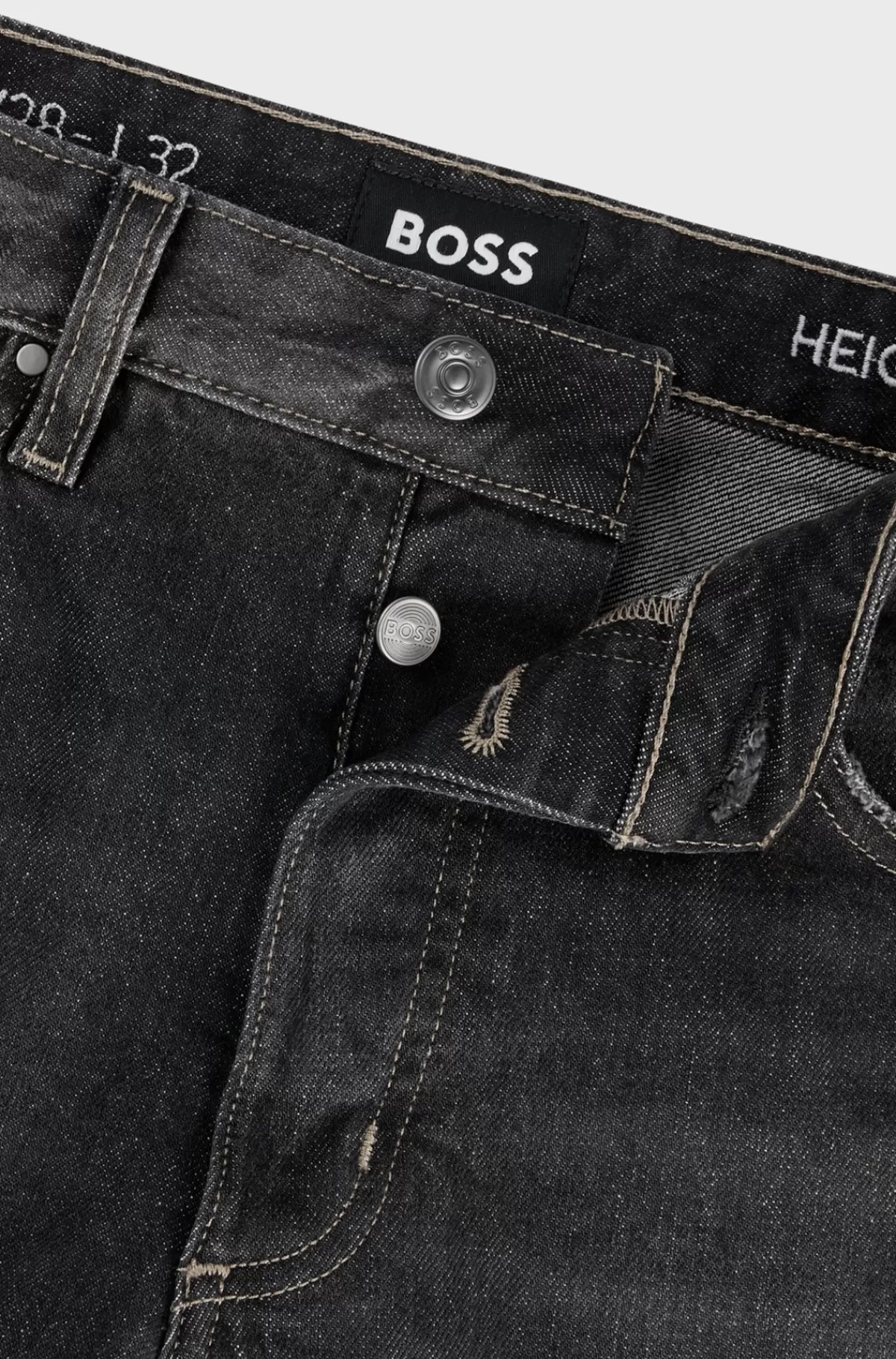 HUGO BOSS Jeans Med Straight Fit I Falmet Denim Med Behageligt Stræk Sort Cheap