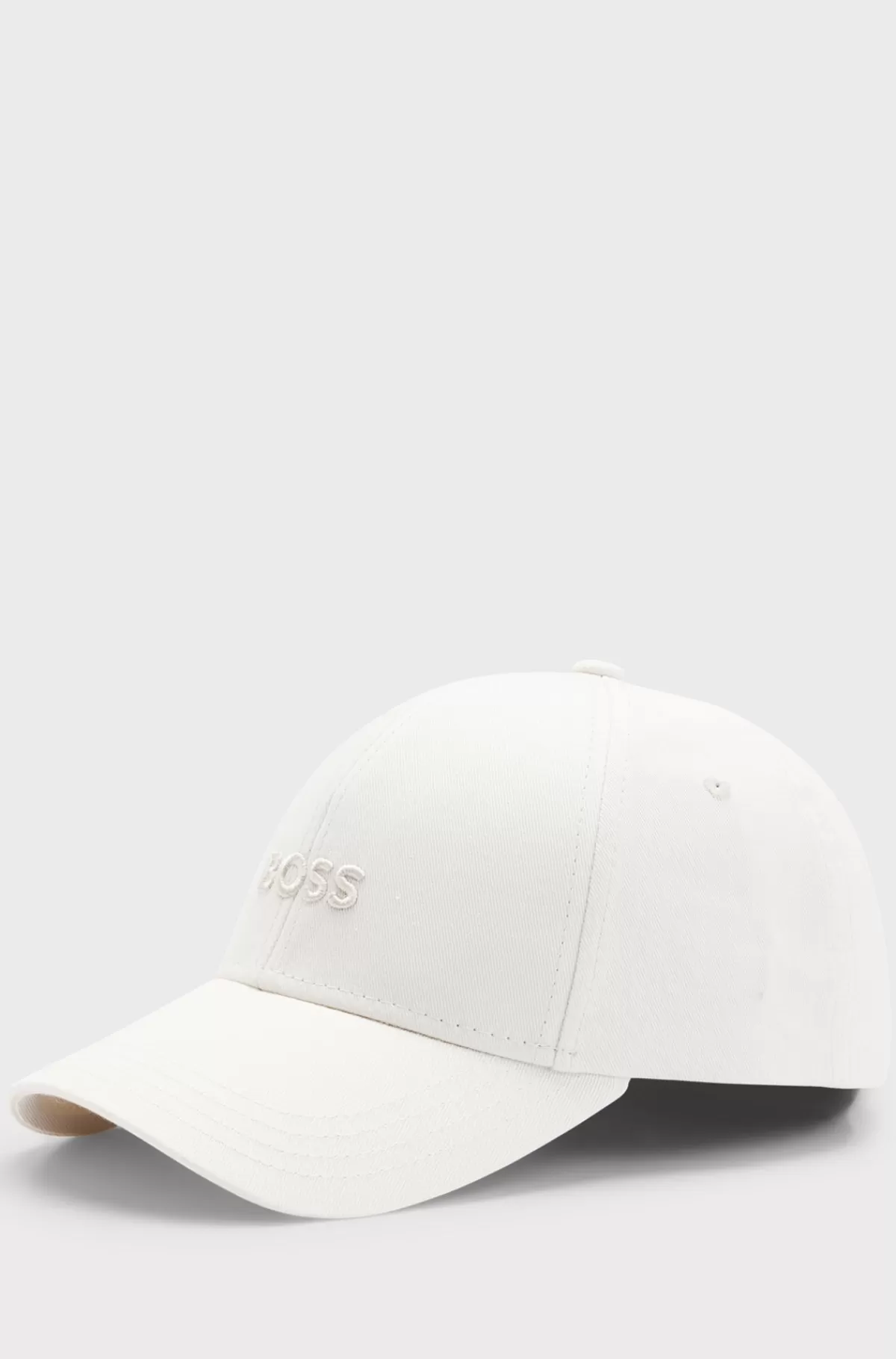 HUGO BOSS Kasket I Bomuldstwill Med Broderet Logo Hvid Clearance