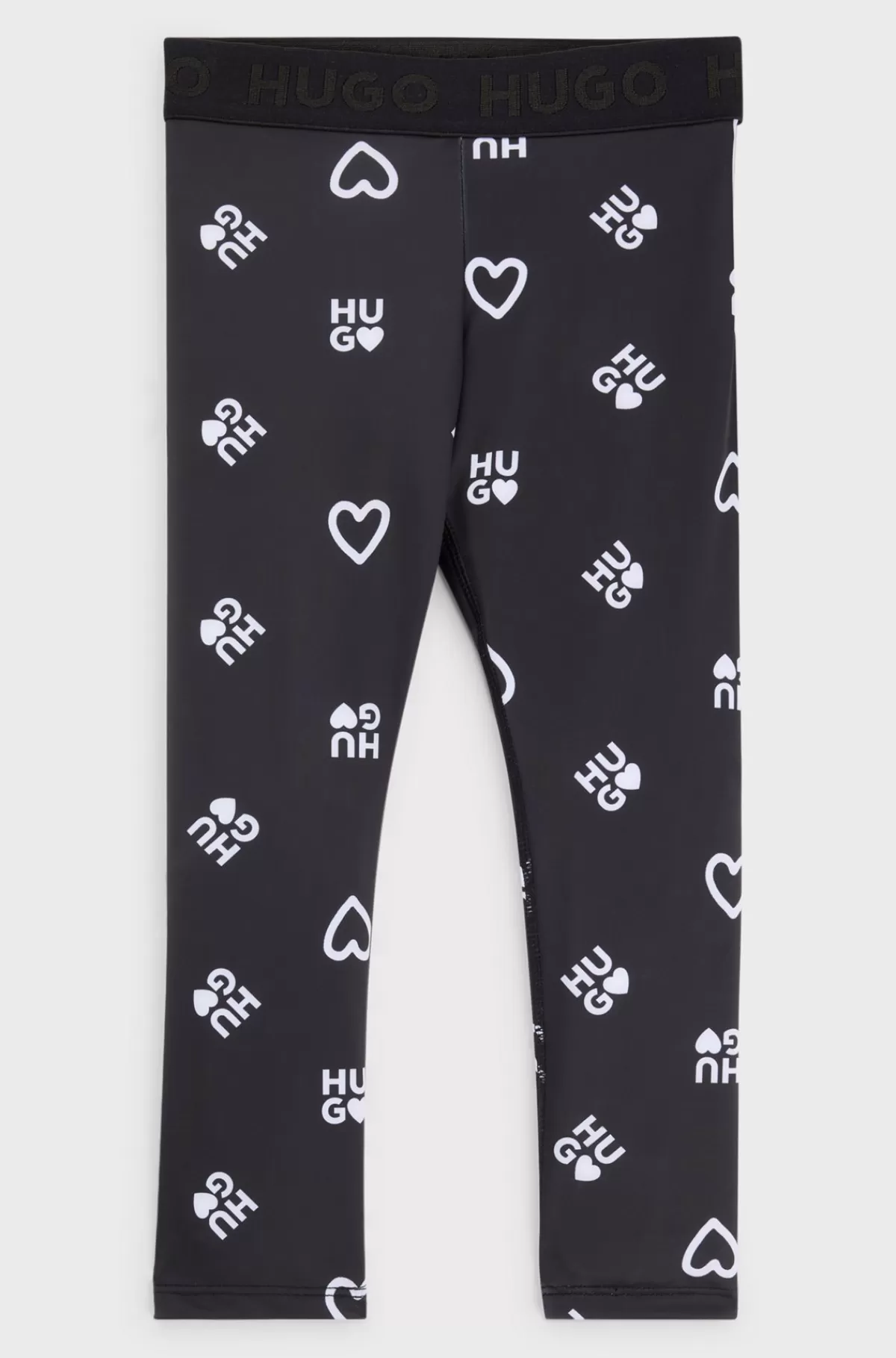 HUGO BOSS Leggings I Stræk Til Børn Med Hjerter Og Logoprint Sort Hot