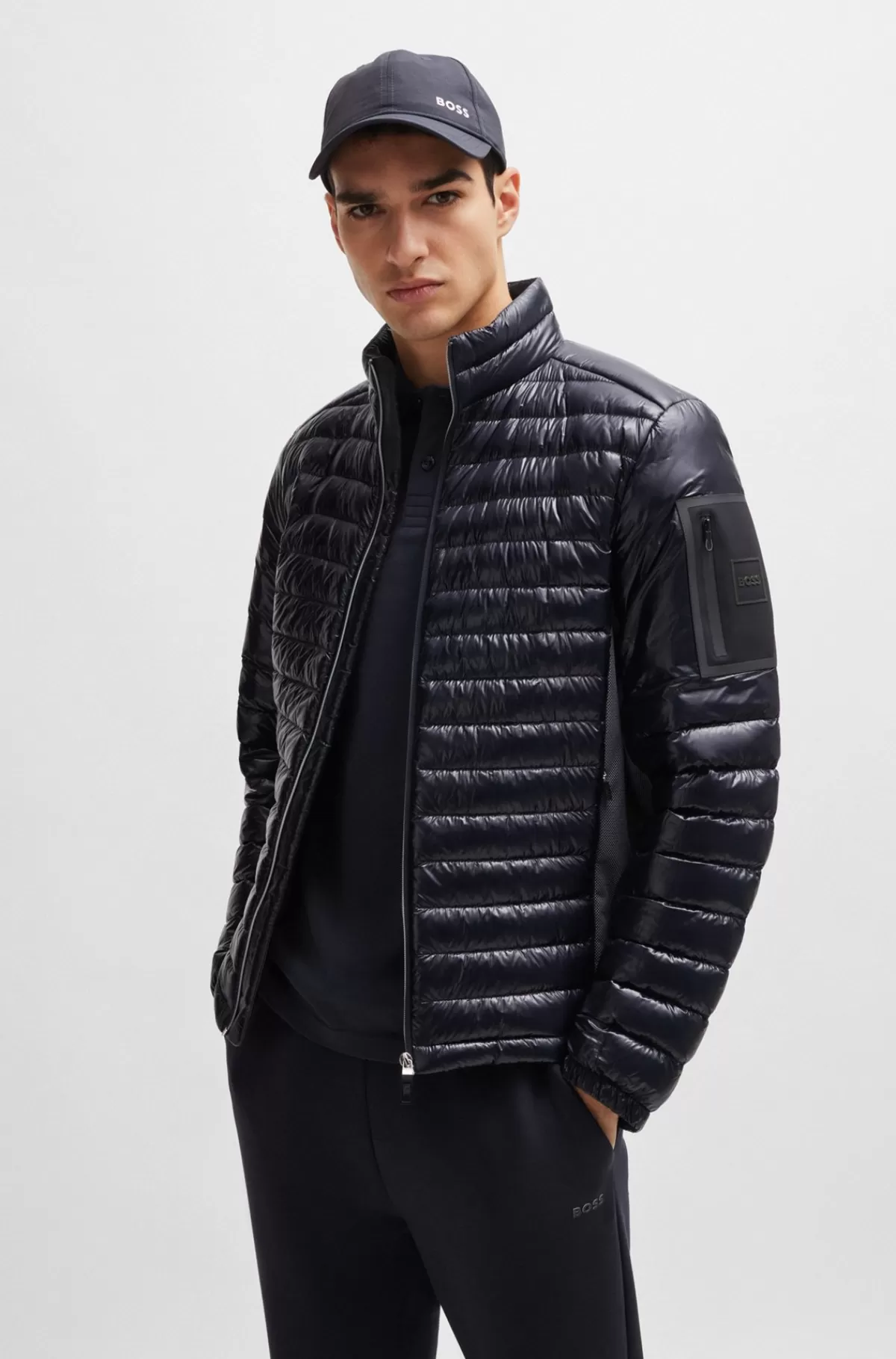 HUGO BOSS Let, Vandskyende Jakke Med Dunfyld Mørkeblå Flash Sale