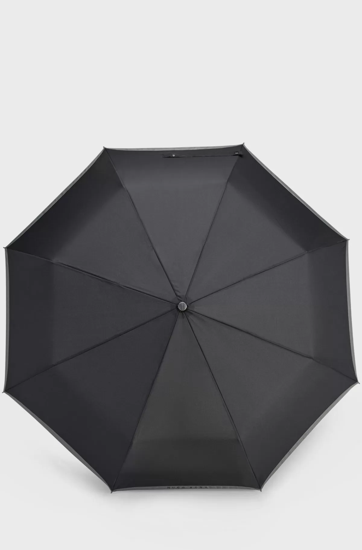 HUGO BOSS Lommeparaply Med Grå Kant Sort Store